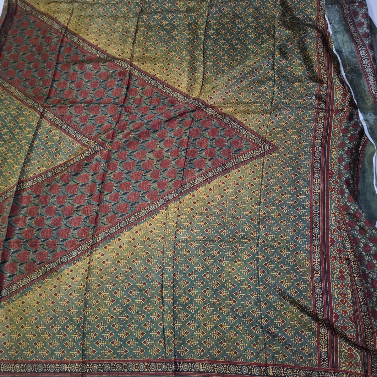 green red Italian silk ajrakh digital print Unstitched suits PA25064