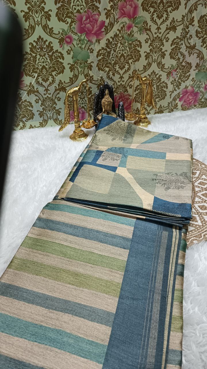 Green Tilottama digital printed tussar saree SA25630