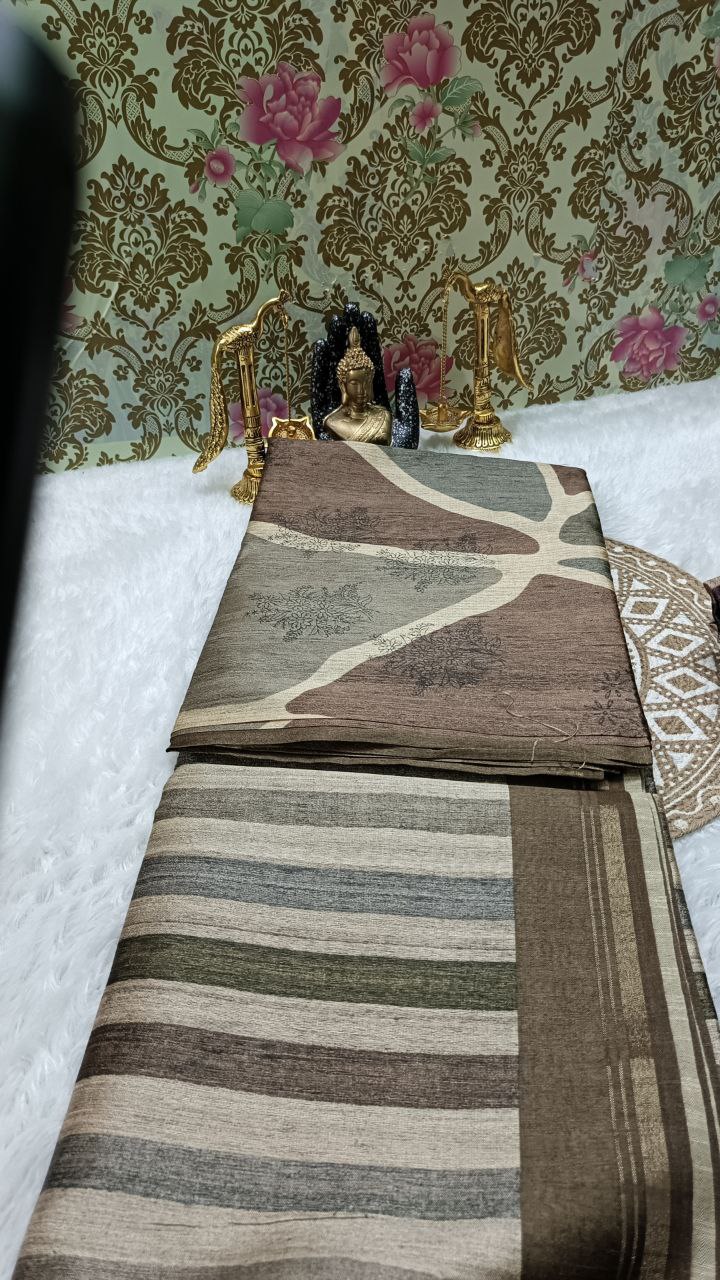 Grey Tilottama digital printed tussar saree SA25631