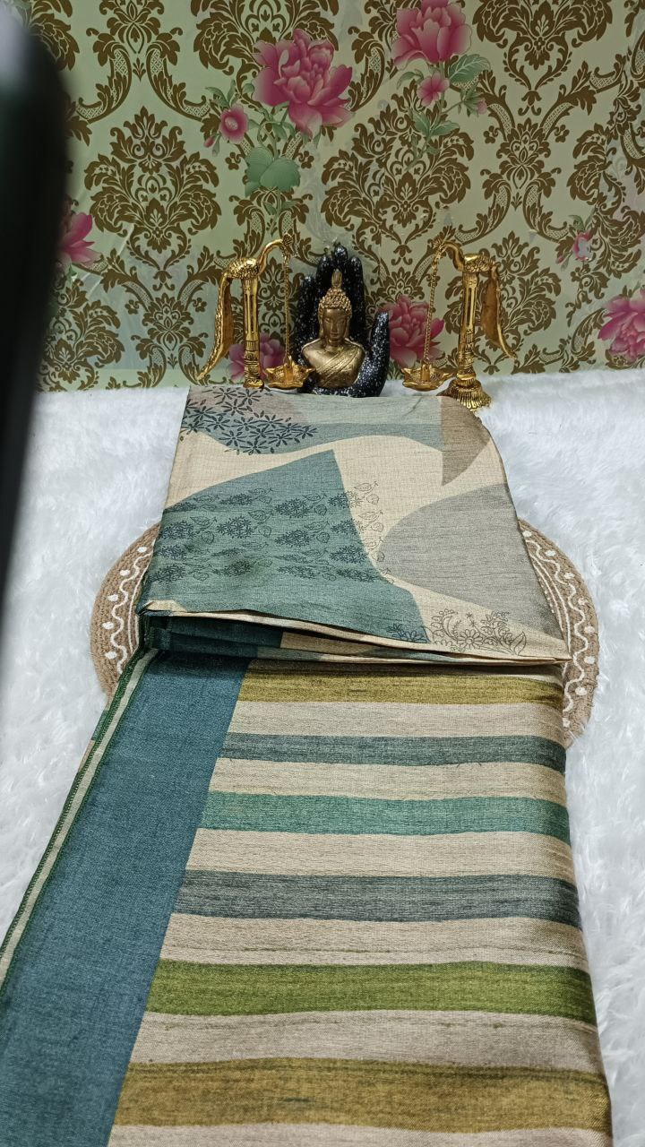 Green Tilottama digital printed tussar saree SA25625