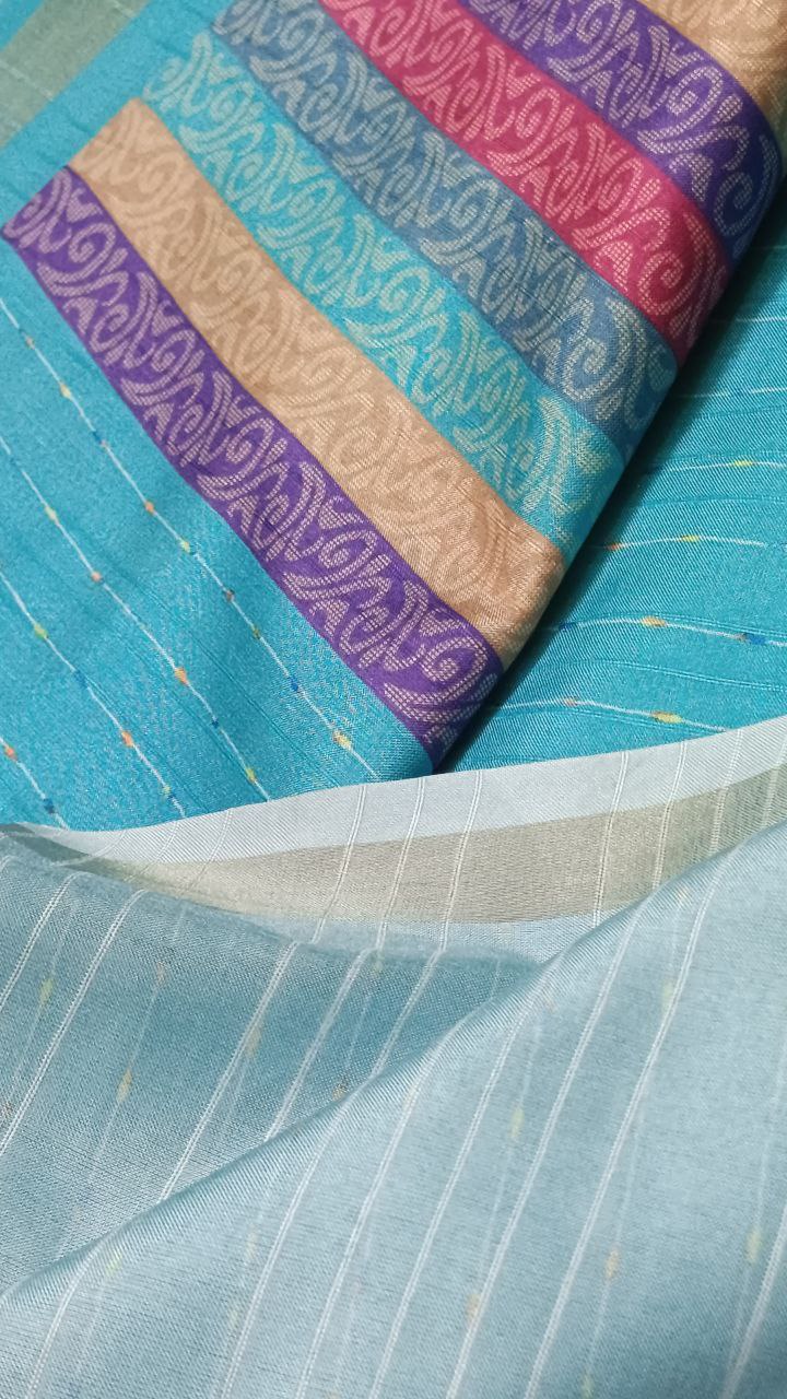 Blue striped vegan baswada tussar saree SA25565