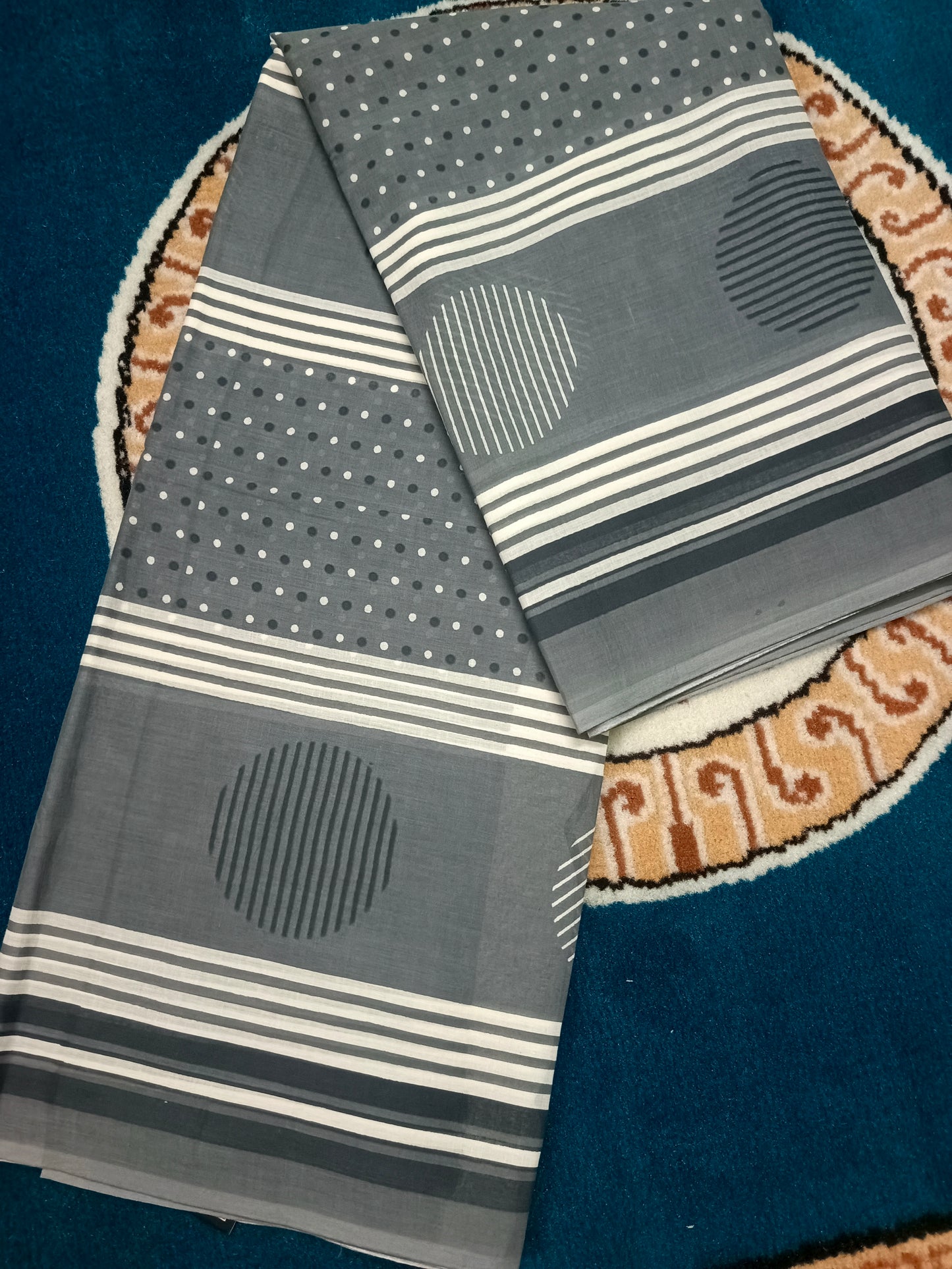 Grey Vegan floral Jaipur cotton saree SA25748