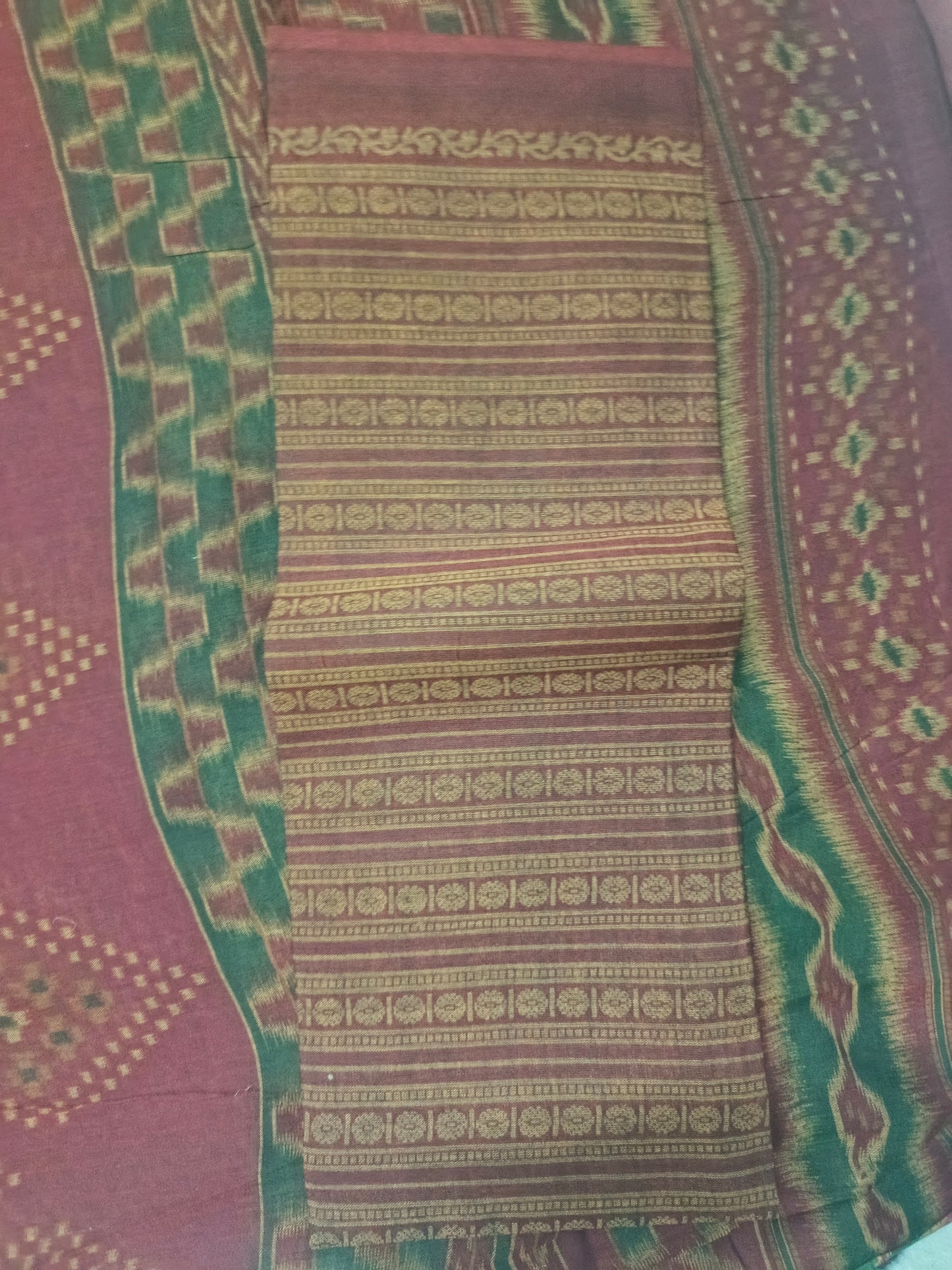 Mustard Malai Maska ikkat screen printed vegan malai cotton saree HA25539