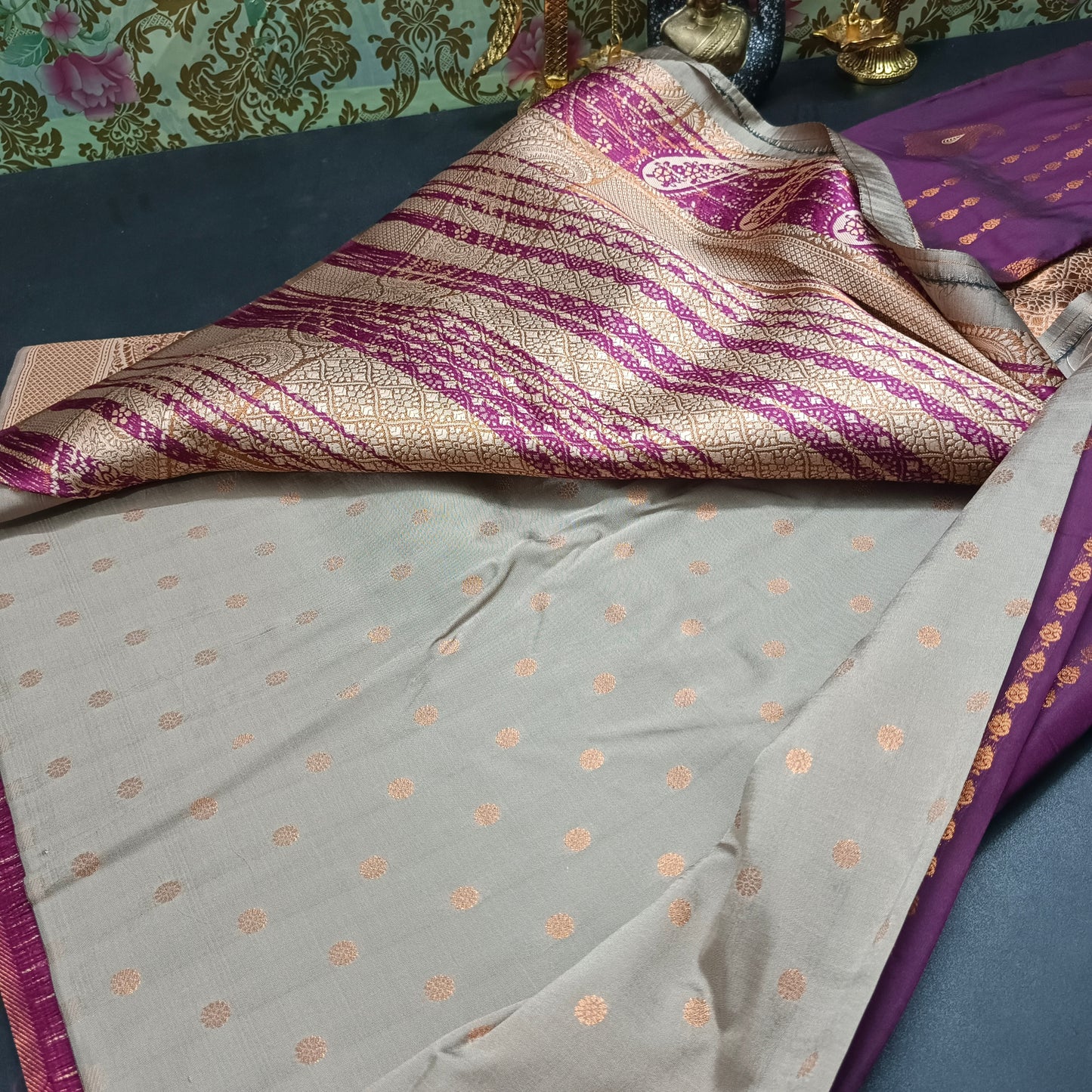Wine Beige vegan Kanchi silk saree MA25130
