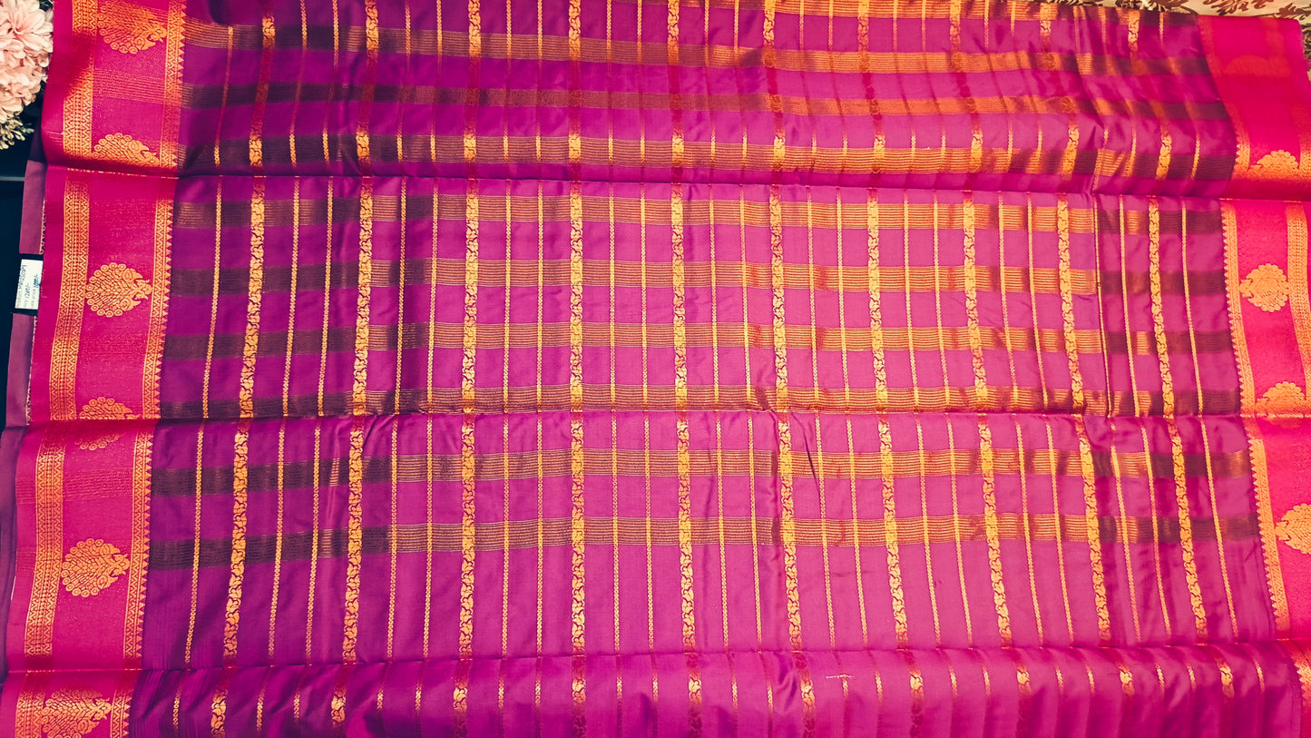 Sea blue purple Veldhari Vegan mysore silk saree MA25089