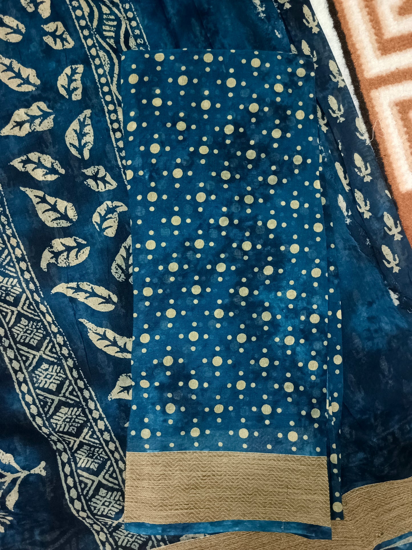 Navy Blue Pina cola vol 1 Rapid discharge Vegan mull cotton saree HA25489