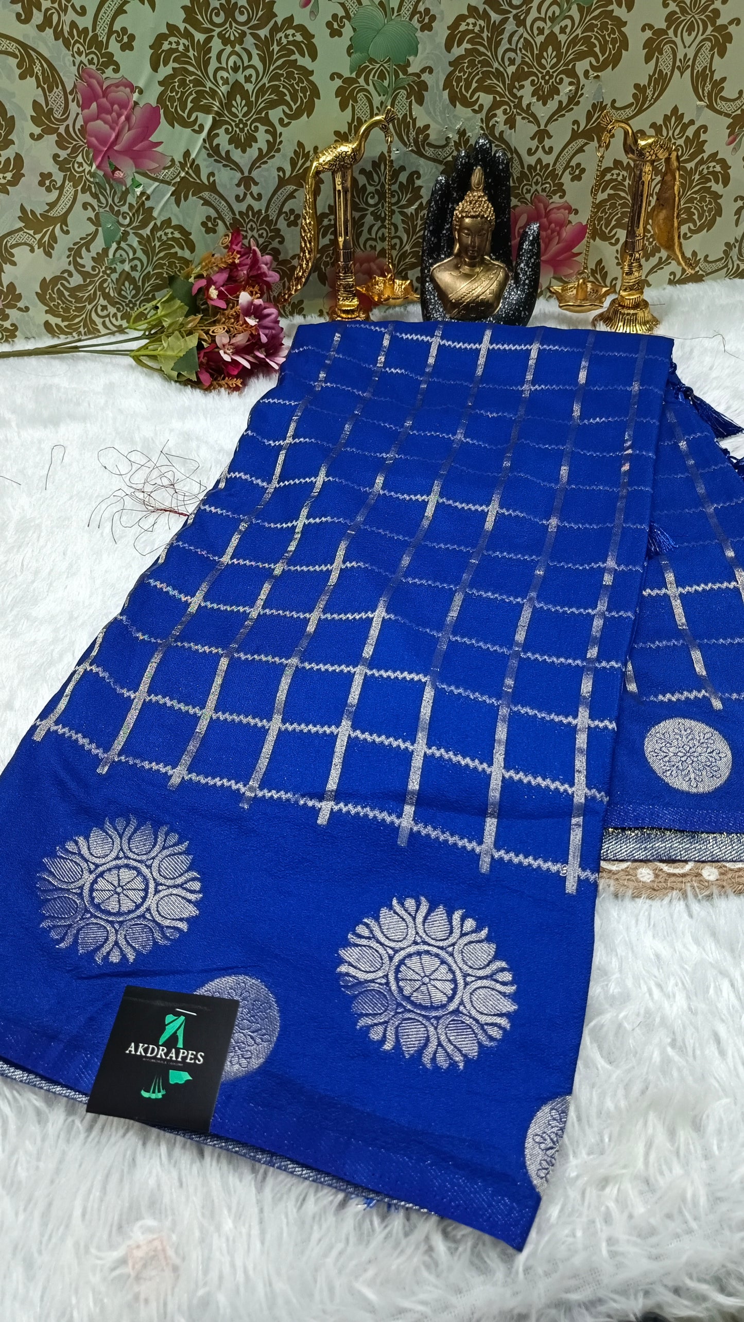 Royal Blue Sudar Chakkram vegan kaddi georgette saree MA25102