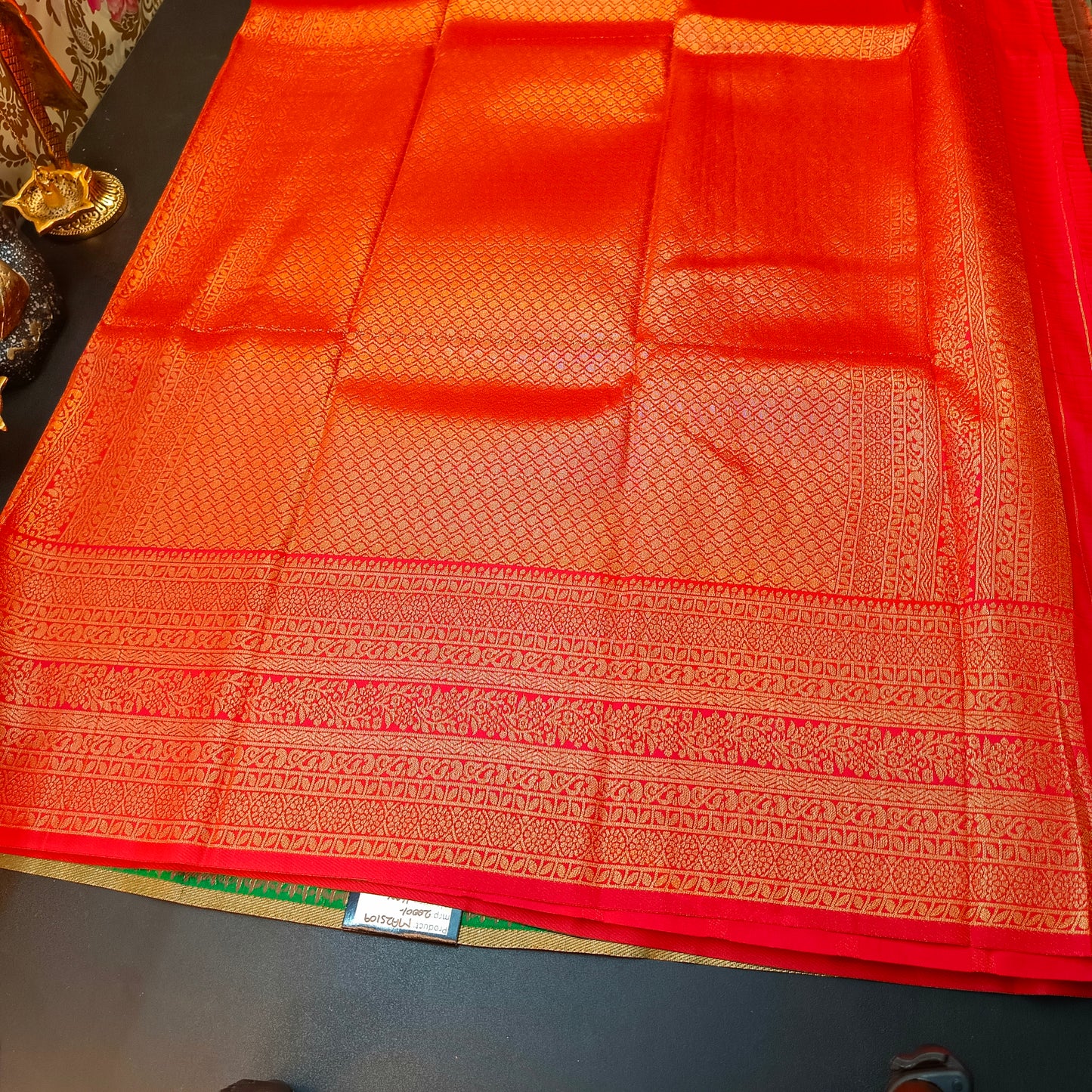 Green Red Maragatha Muhurtham Vegan Kanchi Silk Saree MA25109