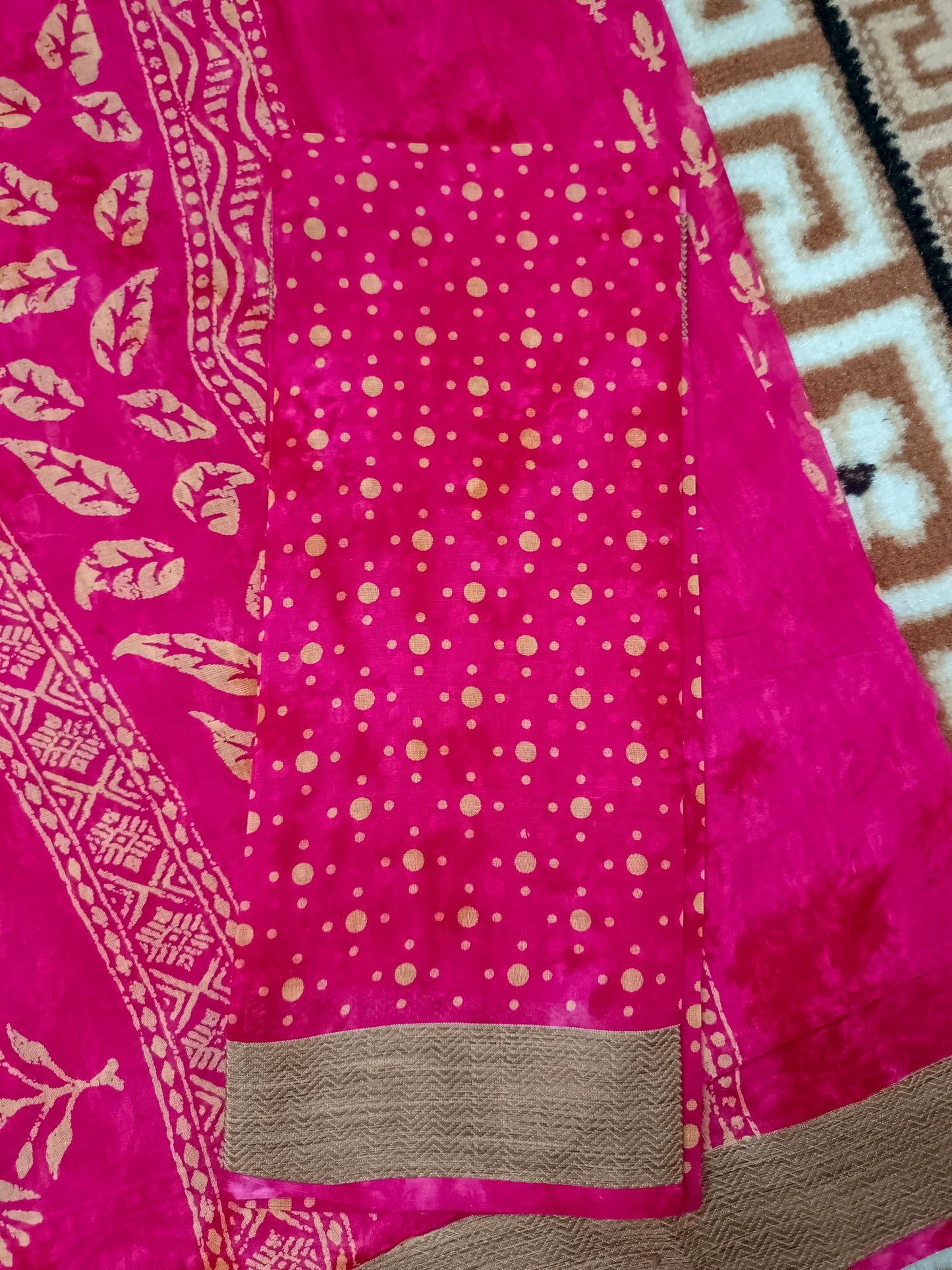 Pink Pina cola vol 1 Rapid discharge Vegan mull cotton saree HA25488
