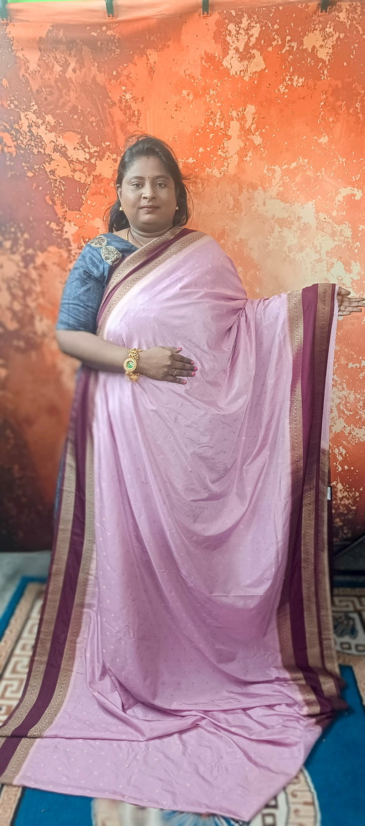 Lavender wine Kairika Vegan Viscose Crepe Silk Saree MA25170