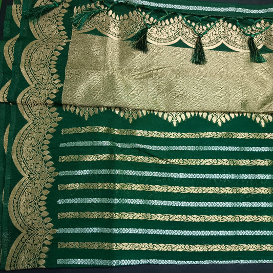 Dark green Kanakavalli Premium vegan kaddi georgette saree MA25238