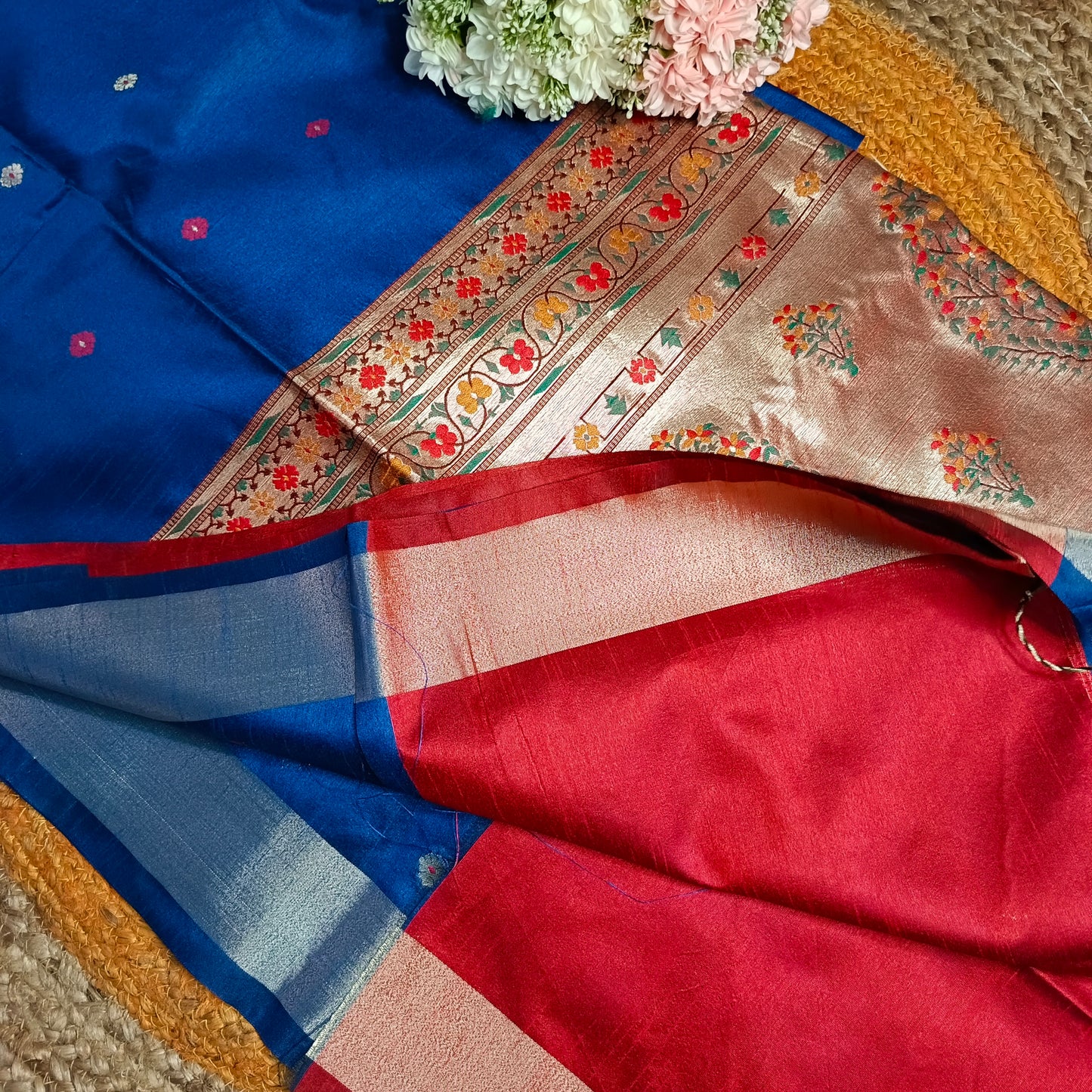 Royal Blue Pythani Vegan Raw Silk Saree HA25533