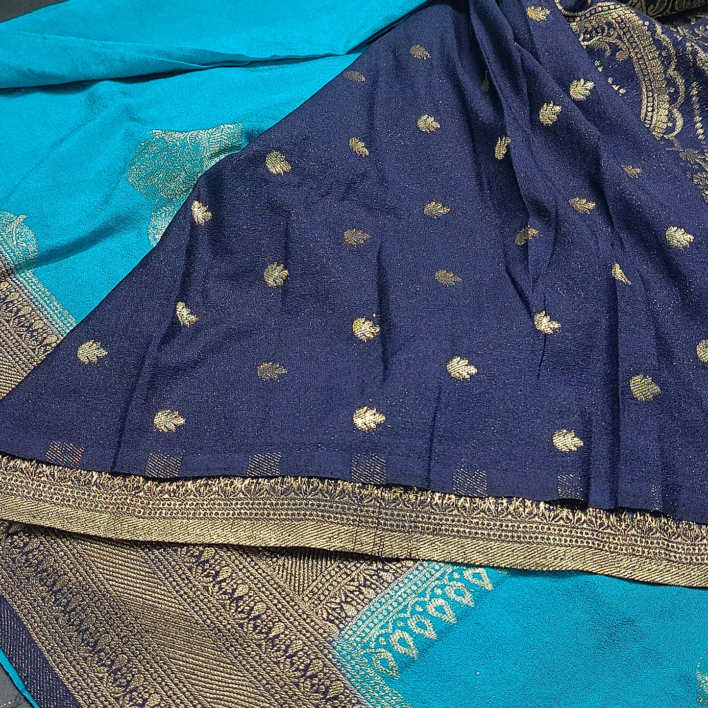 Sky Blue banarasi vana premium vegan Kaddi georgette saree MA25208