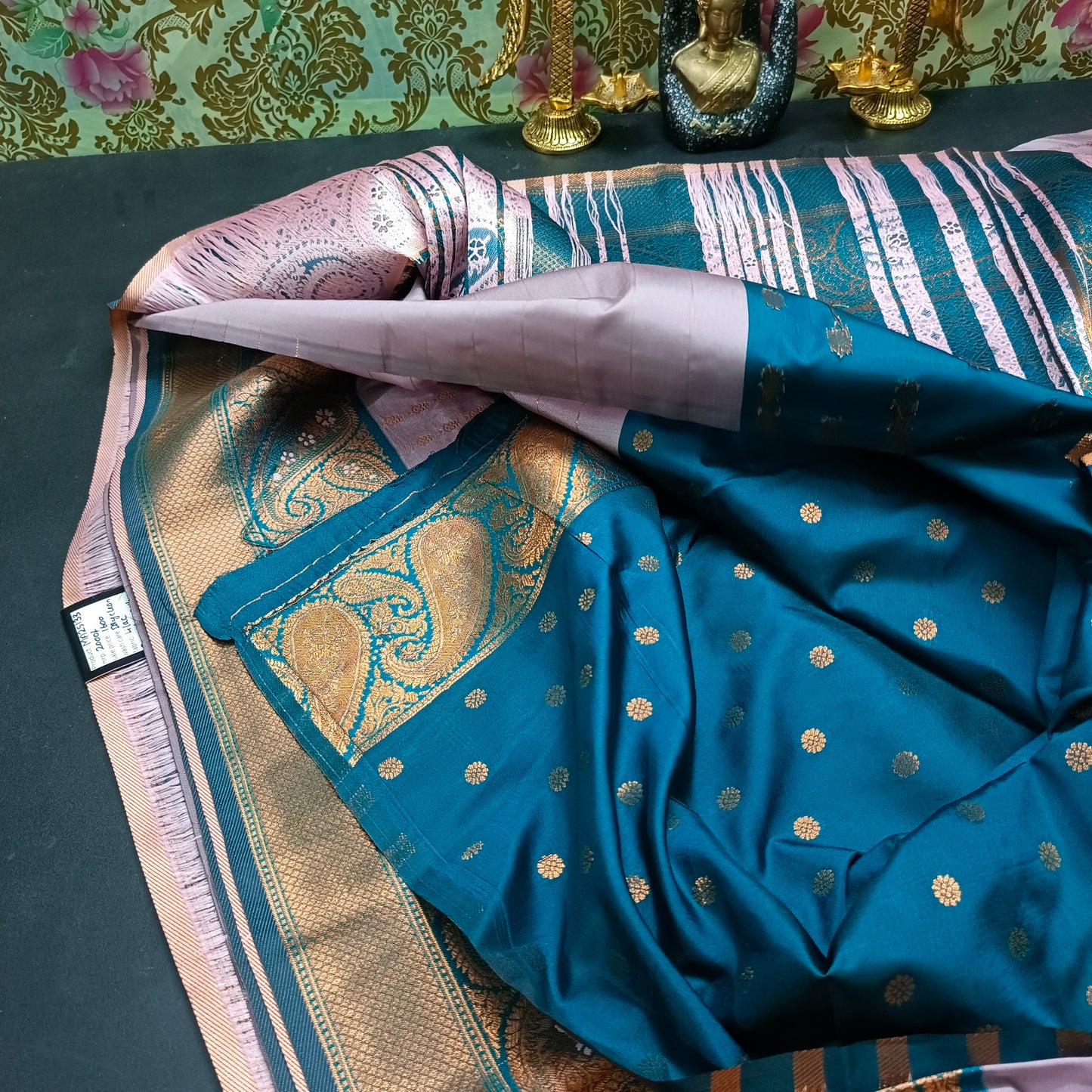 Lilac Blue Pavazha Pattu vegan Kanchi silk saree MA25133