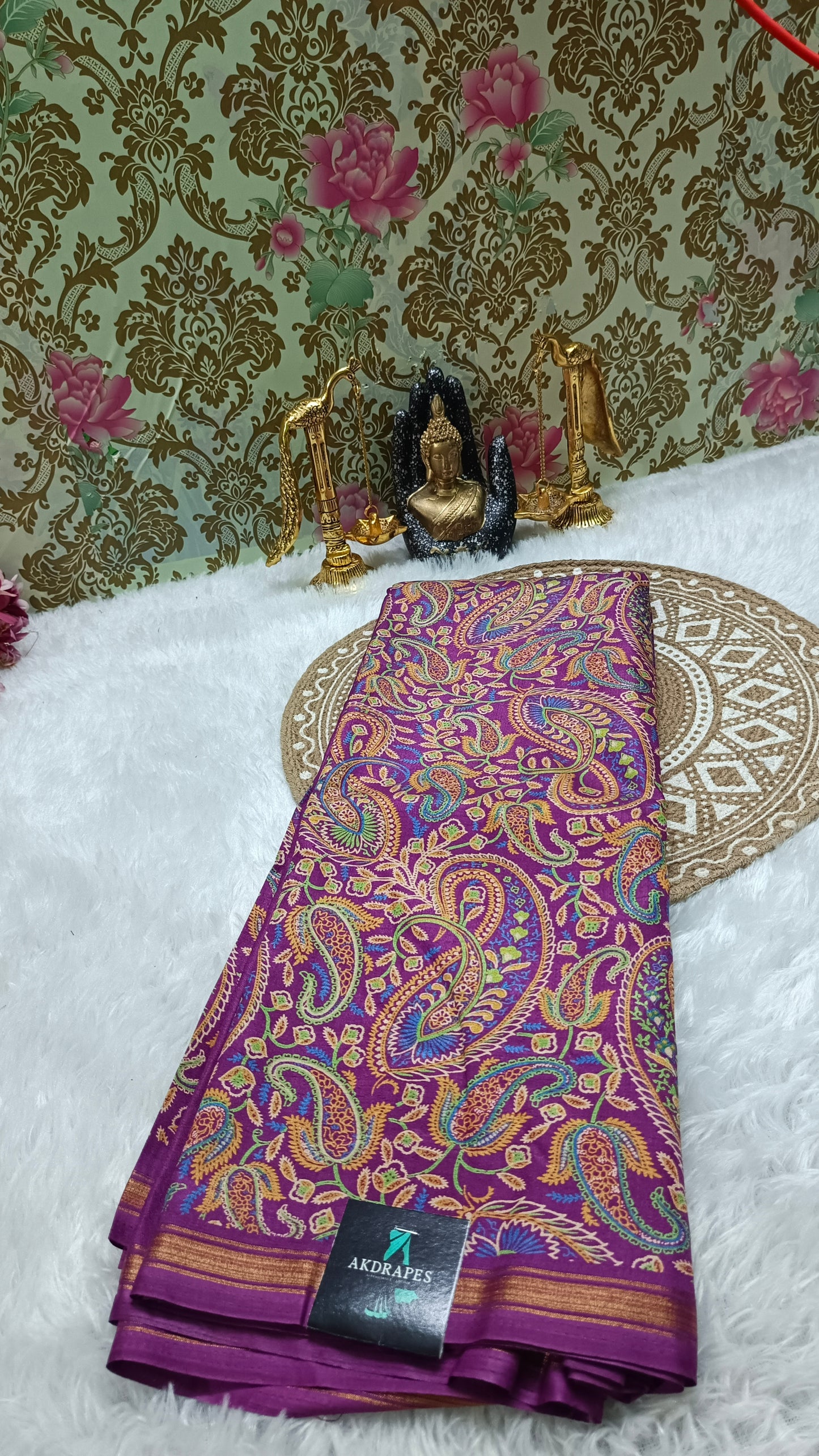 Purple Gulmarg Paisley Vegan Crepe silk saree SA25602