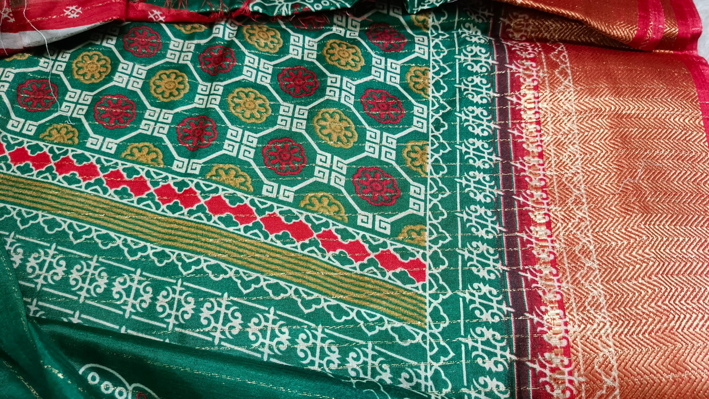 Green with red Semi dola butterfly saree SA25717