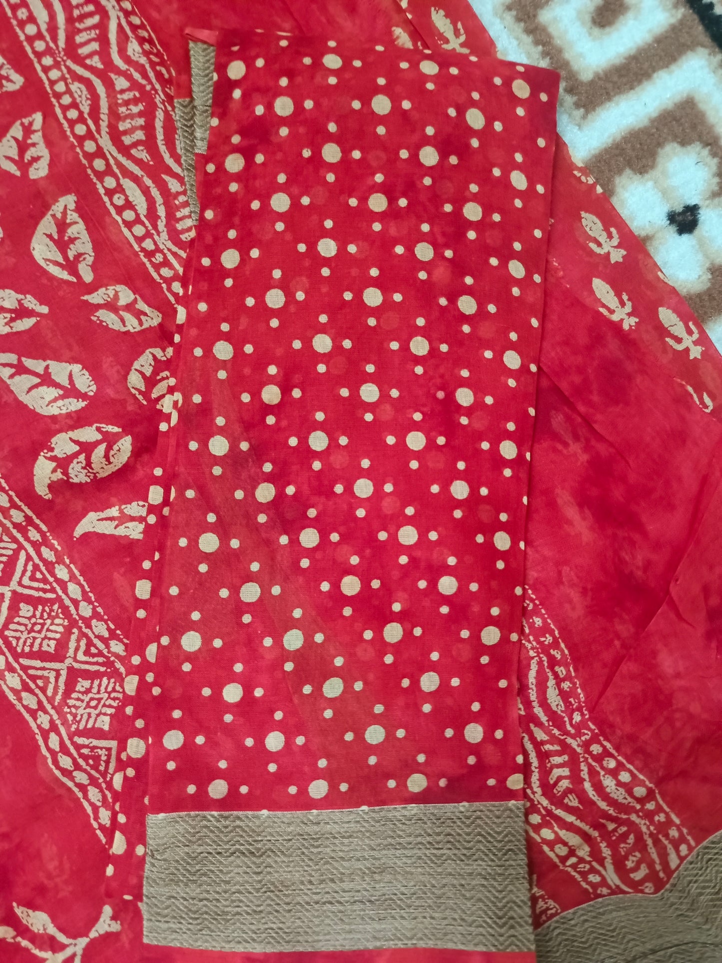 Red Pina cola vol 1 Rapid discharge Vegan mull cotton saree HA25490