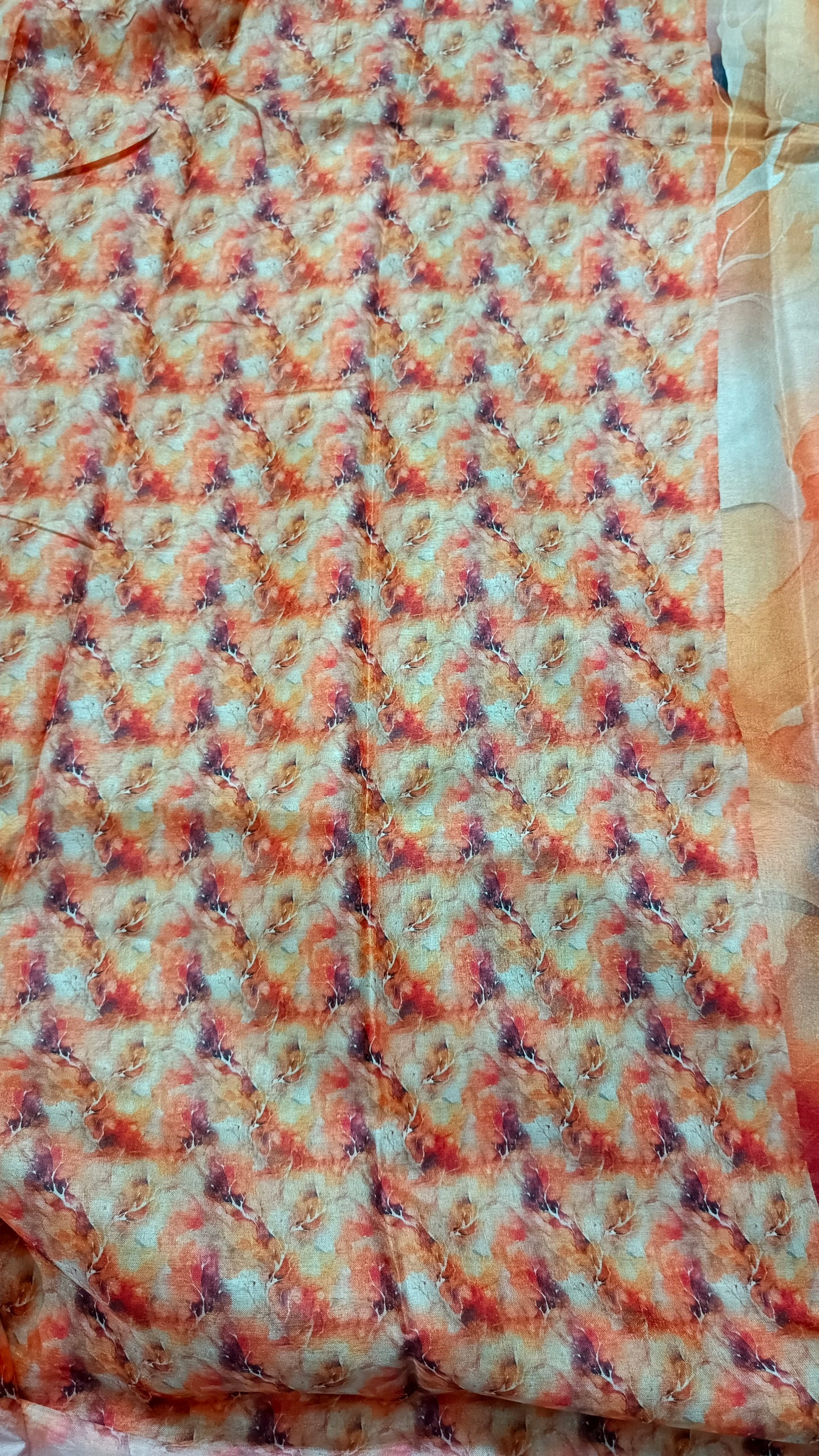 Orange Marble Vegan Chiffon silk saree SA25706