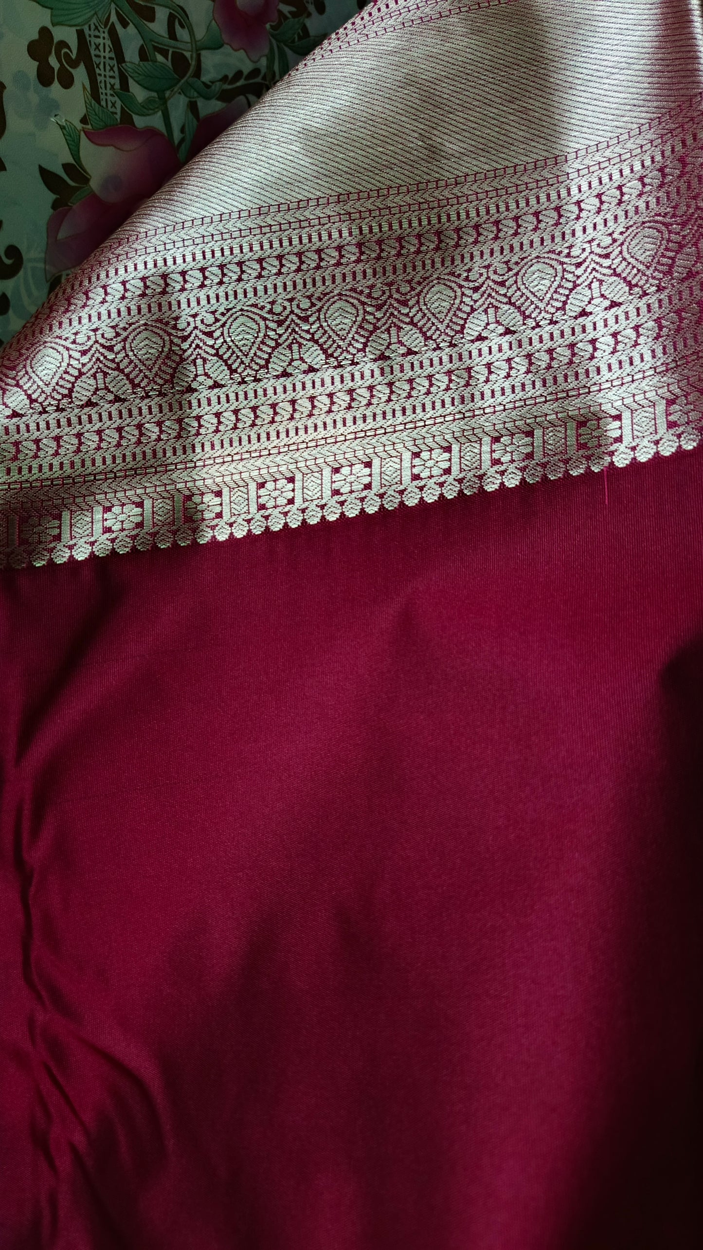 Green with maroon Parijatham Vegan premium kanchi brocade silk saree LA25927