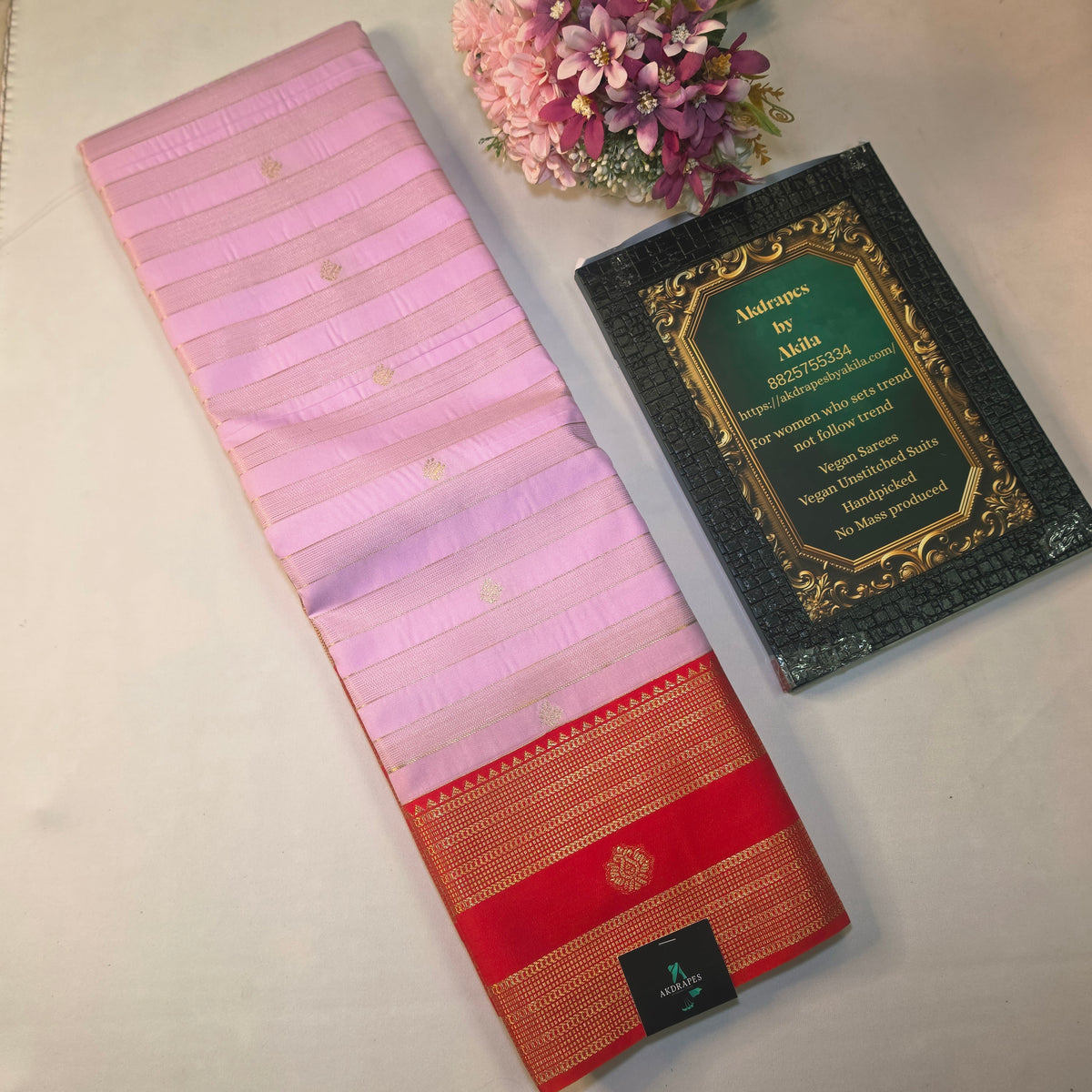 Lavender red Parampara vegan kanchi silk saree GA26159