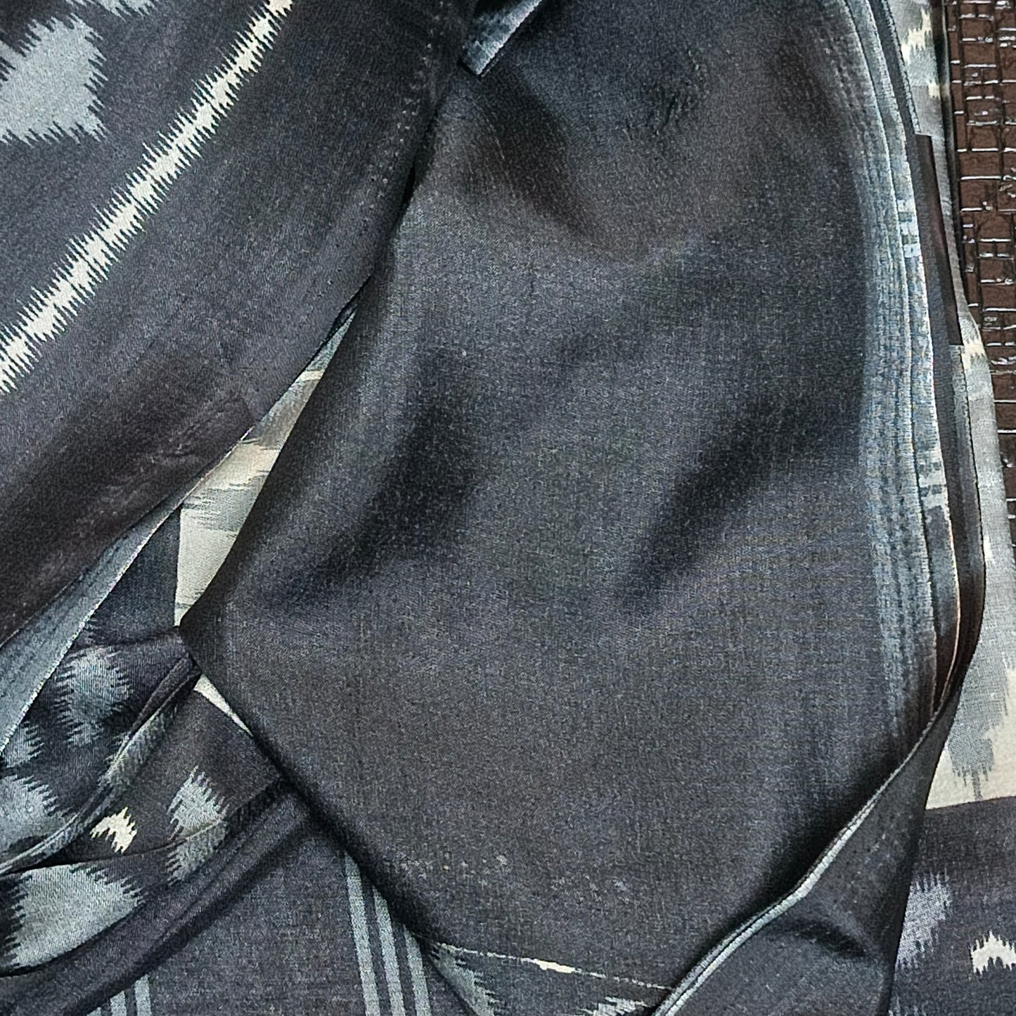Black Vriddhi silk vol 3 Ikkat vegan tussar crepe digital saree SA25644
