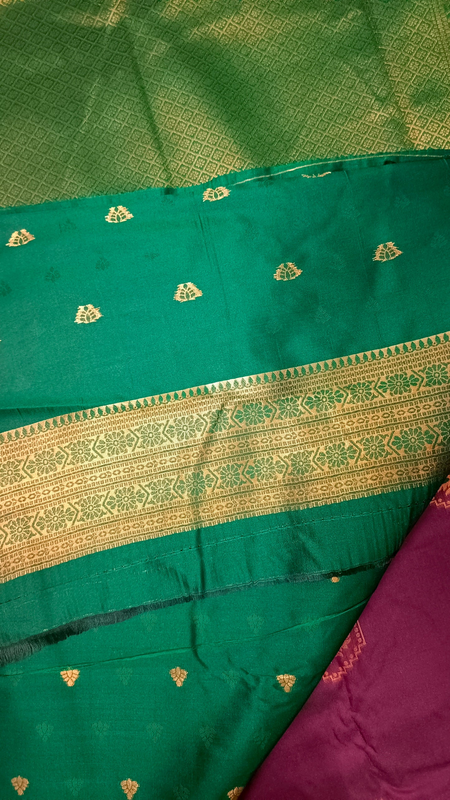 Dark Purple Green Anantha vastra Vegan Kanchi soft silk saree MA25122