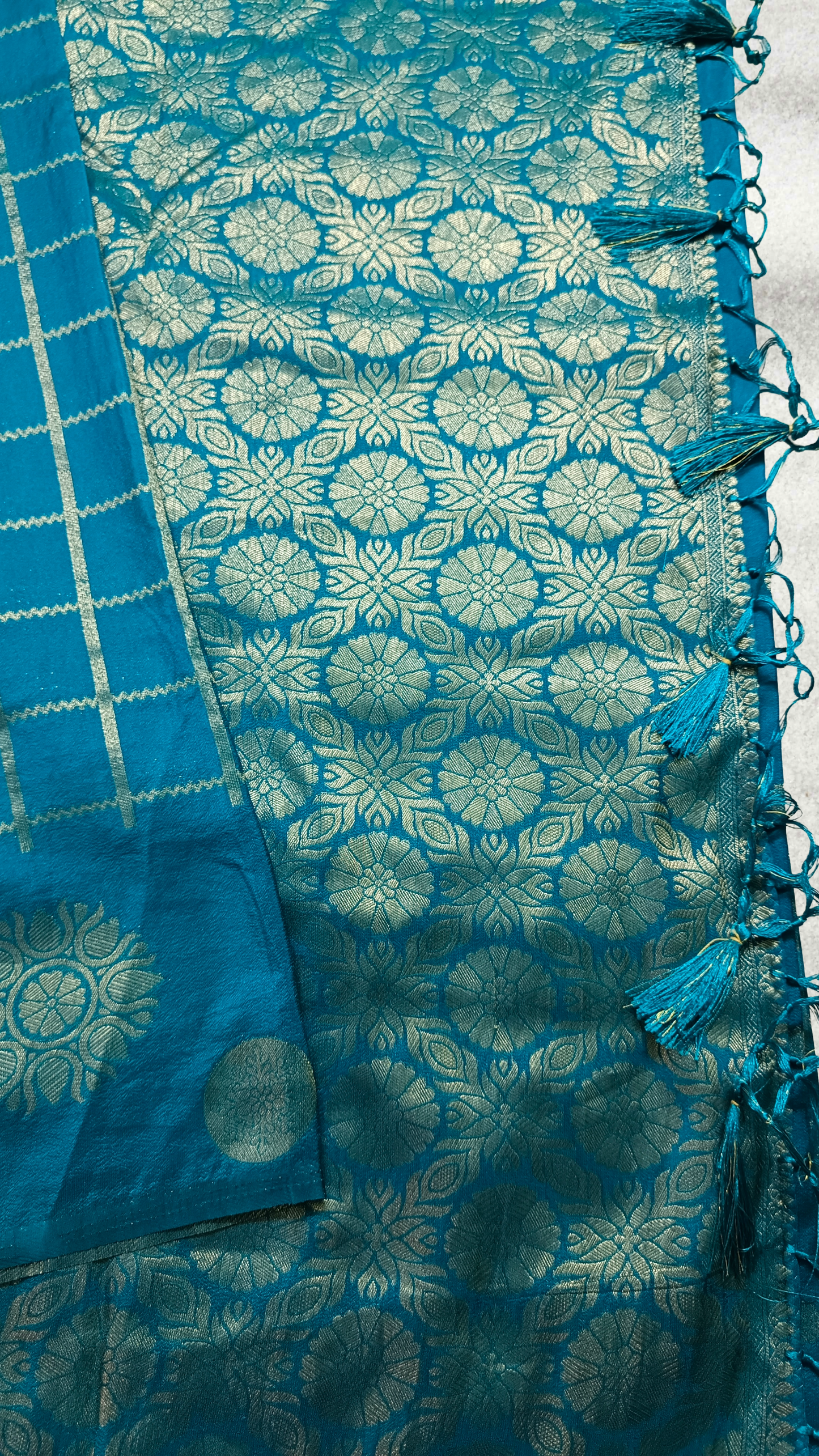 Sapphire Blue Sudar Chakkram vegan kaddi georgette saree MA25099