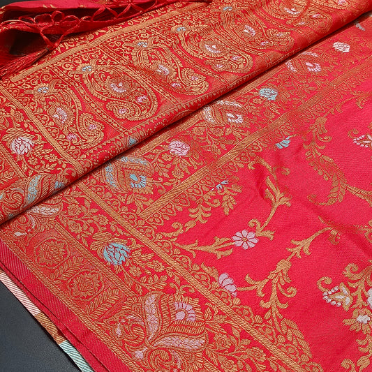 Red Anaamika vegan kaddi georgette saree MA25271