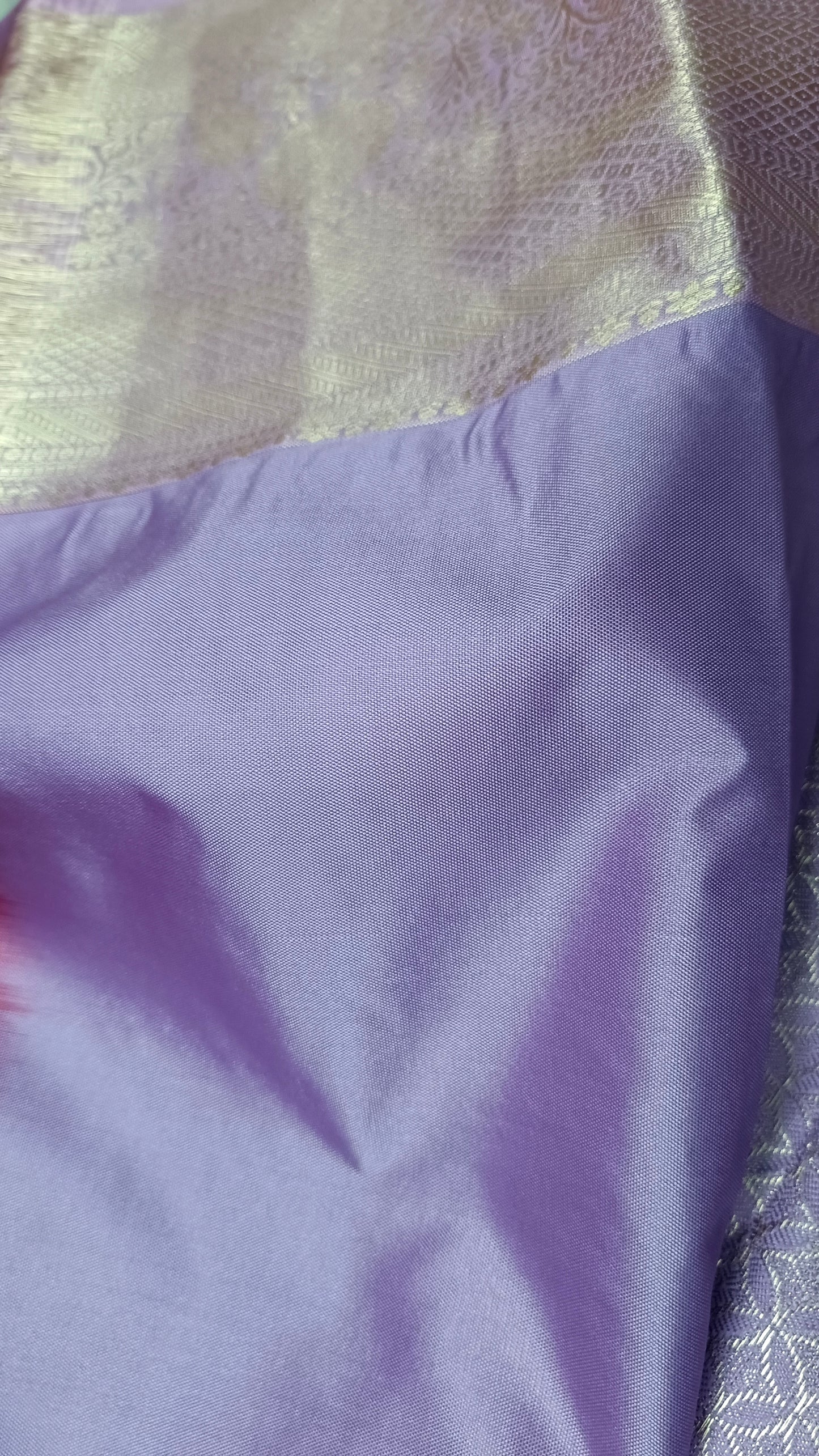 Red with purple Aiswariyam vegan Brocade Kanchi silk saree LA25948