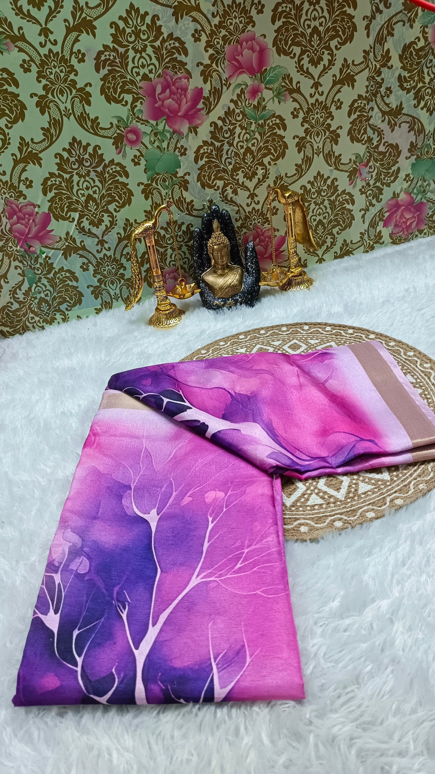 Purple Marble Vegan Chiffon silk saree SA25705