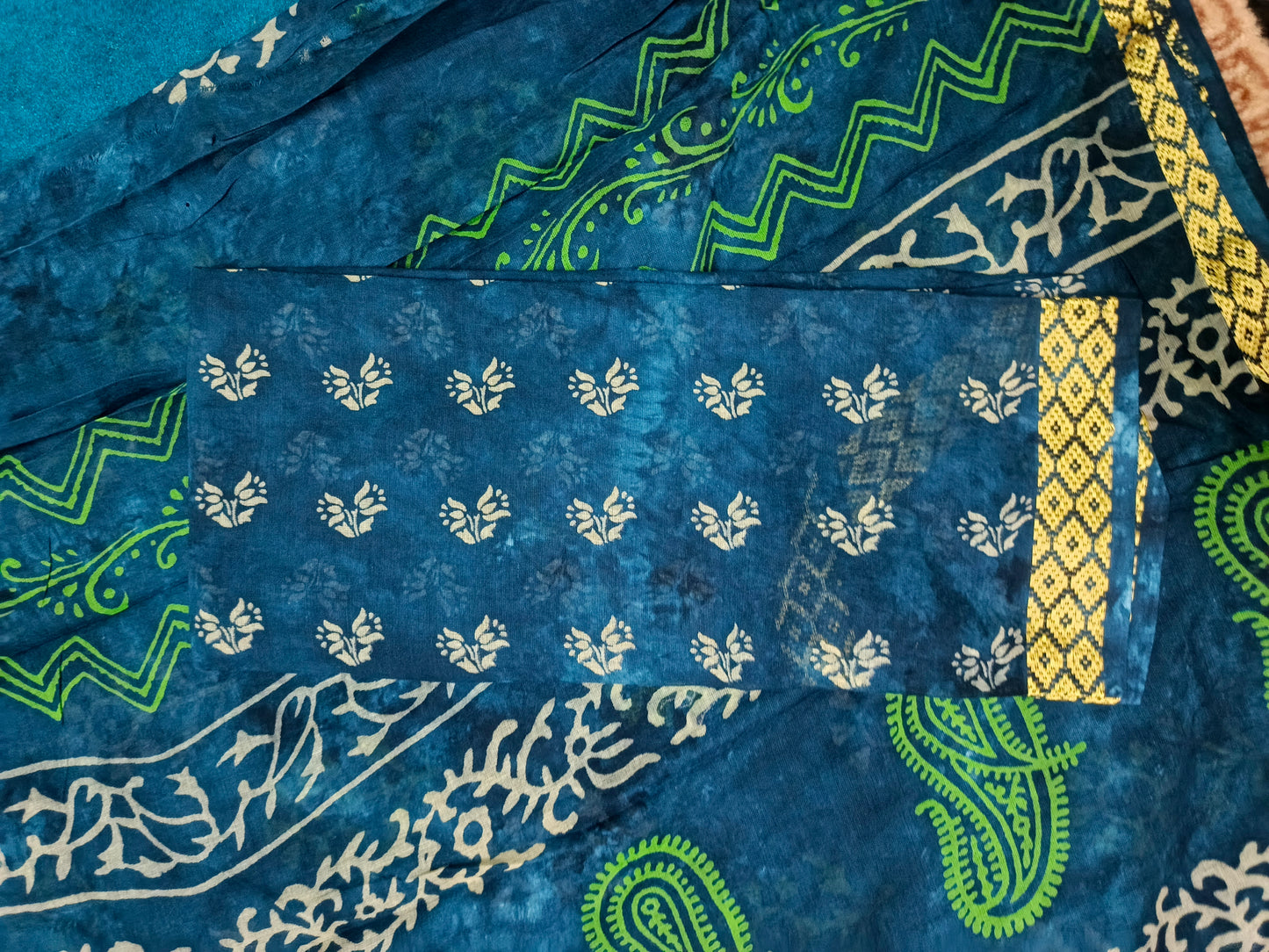 Blue Pina cola Vol 2 Vegan mull cotton saree HA25486