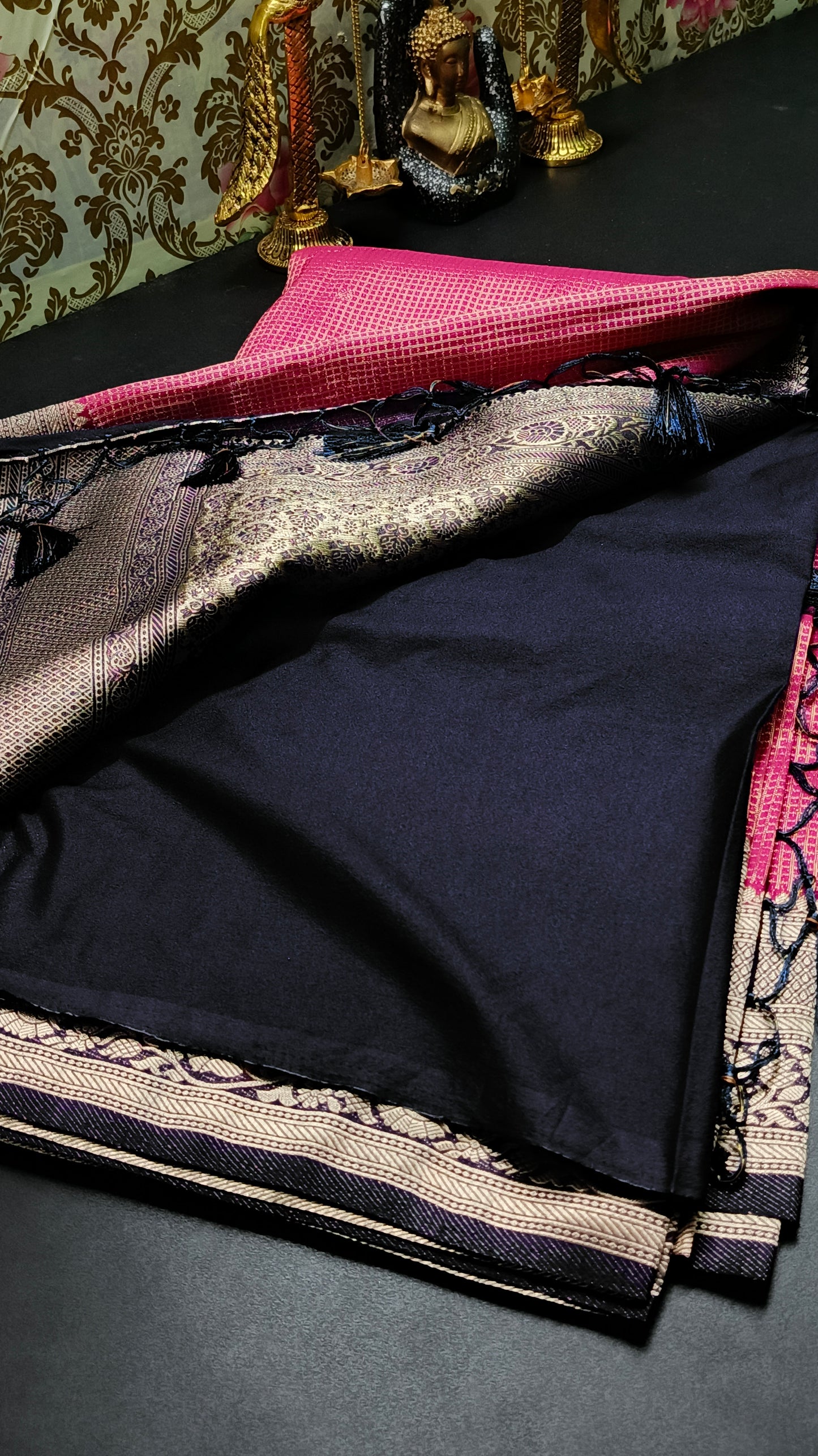 Pink Zari tara vegan banarasi kaddi georgette saree MA25255