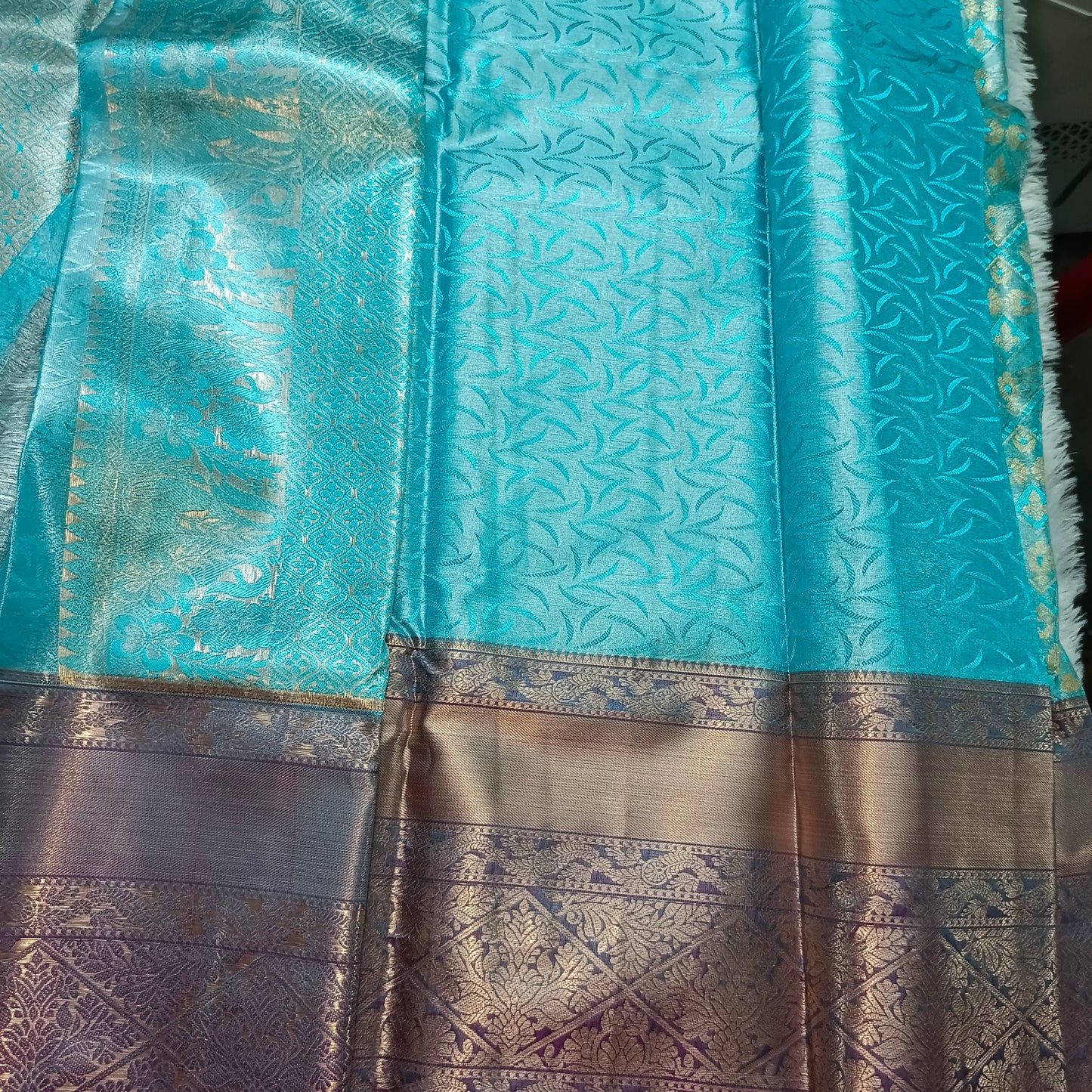 Blue vaibavam Vegan pastel kanchi brocade saree JA25327