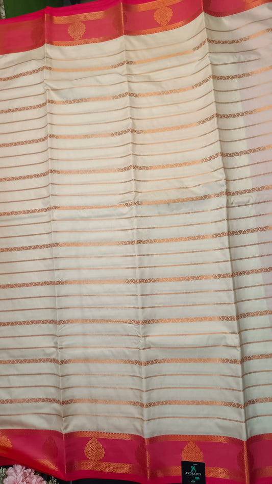 Off white Red Veldhari Vegan mysore silk saree MA25088