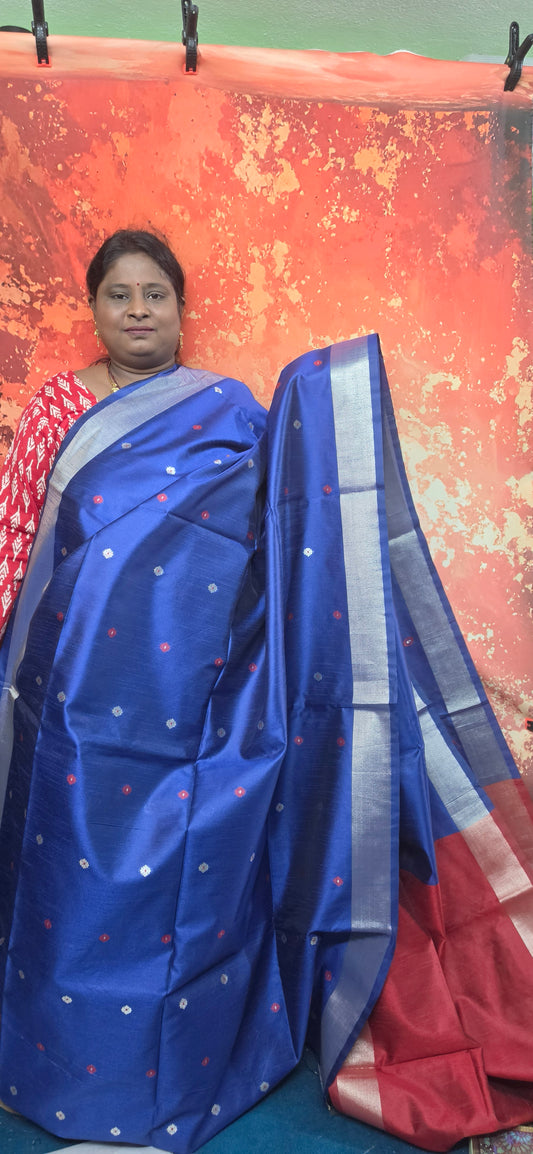 Royal Blue Pythani Vegan Raw Silk Saree HA25533