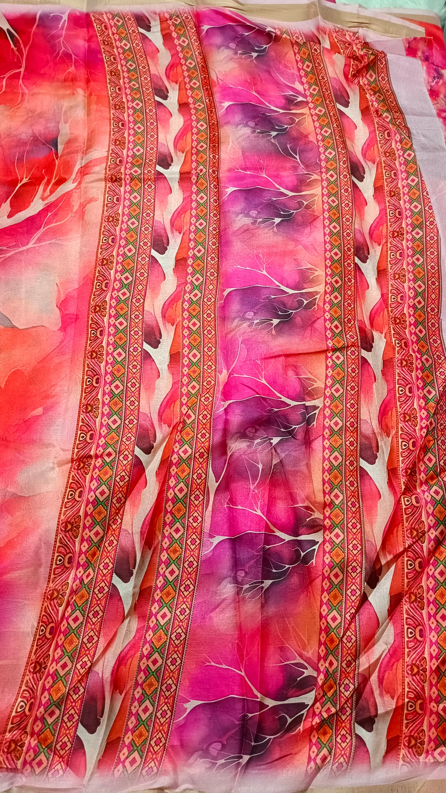 Pink Marble Vegan Chiffon silk saree SA25703