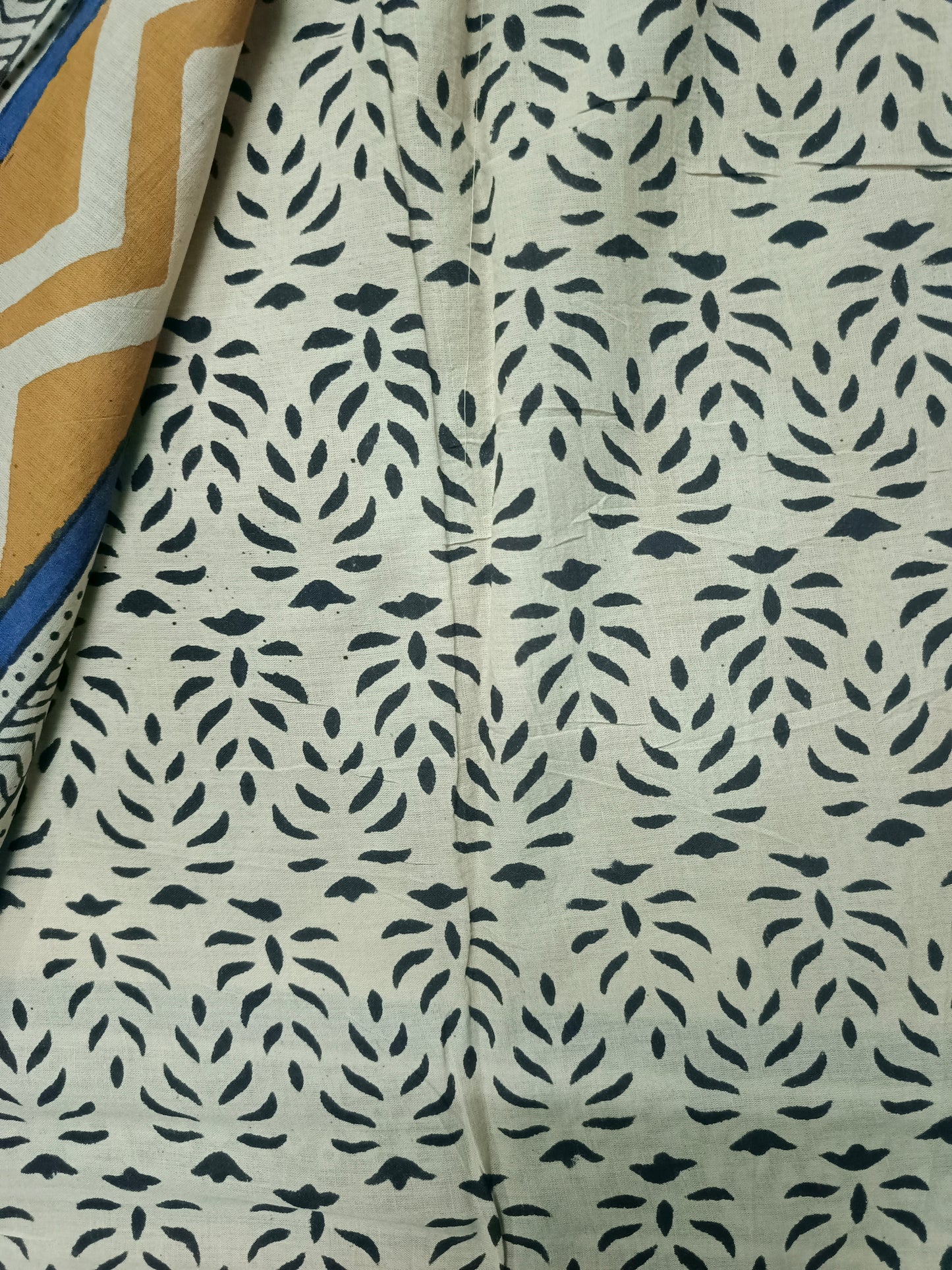 Yellow Bagru printed Vegan pure cotton saree HA25992