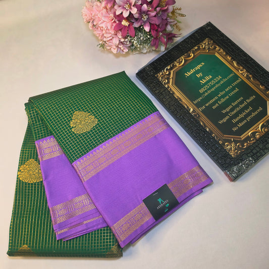 Green Lavender Parampara vegan kanchi silk saree GA26161