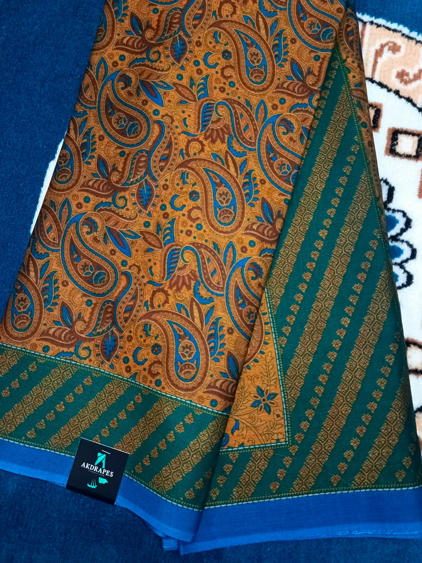 Yellow Paisley screen printed vegan muslin saree HA25544
