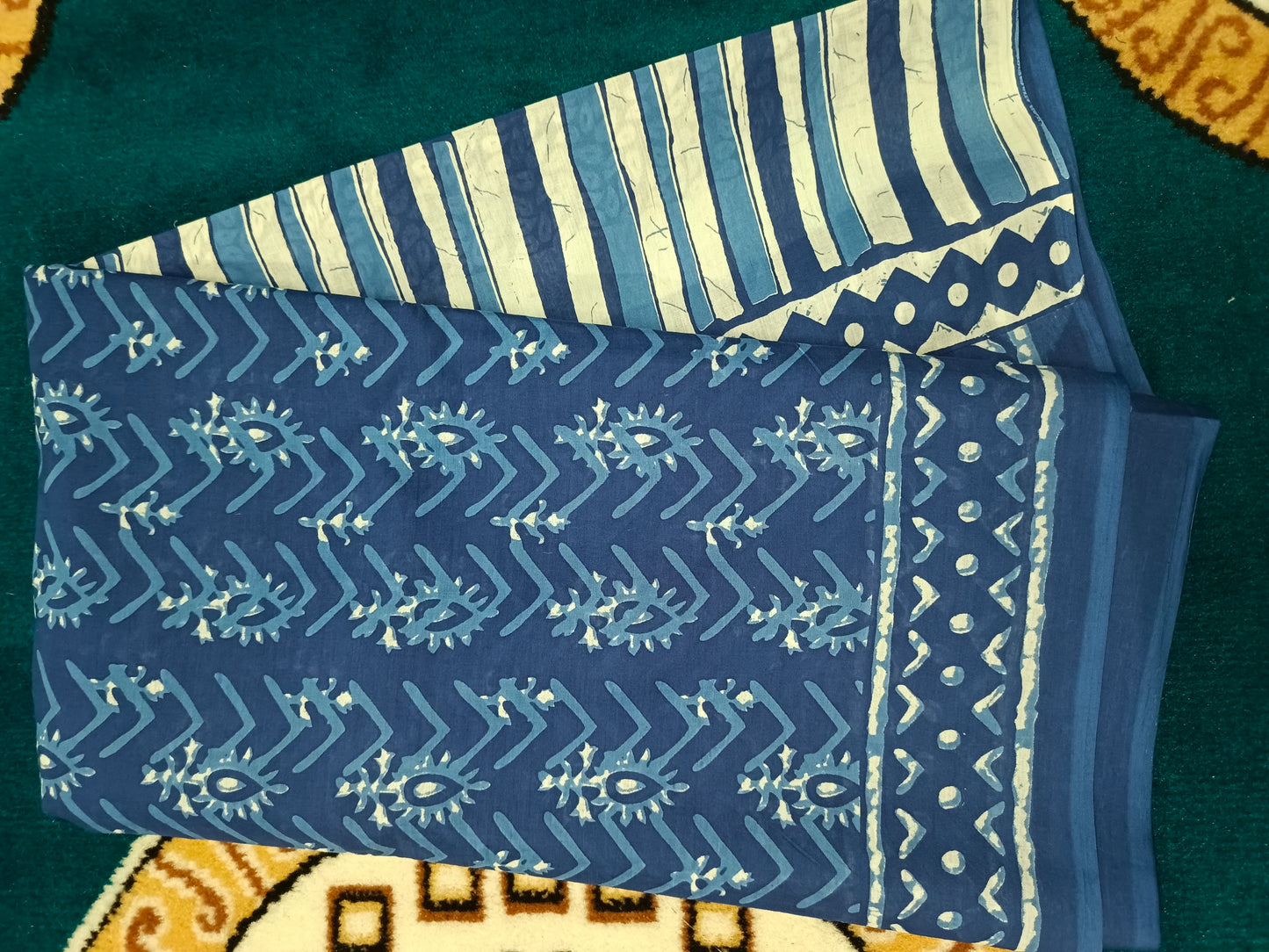 Indigo Vegan floral Jaipur cotton saree SA25750