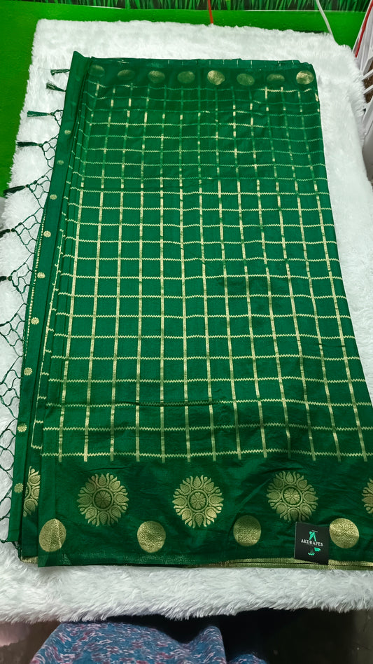 Bottle Green Sudar Chakkram vegan kaddi georgette saree MA25097