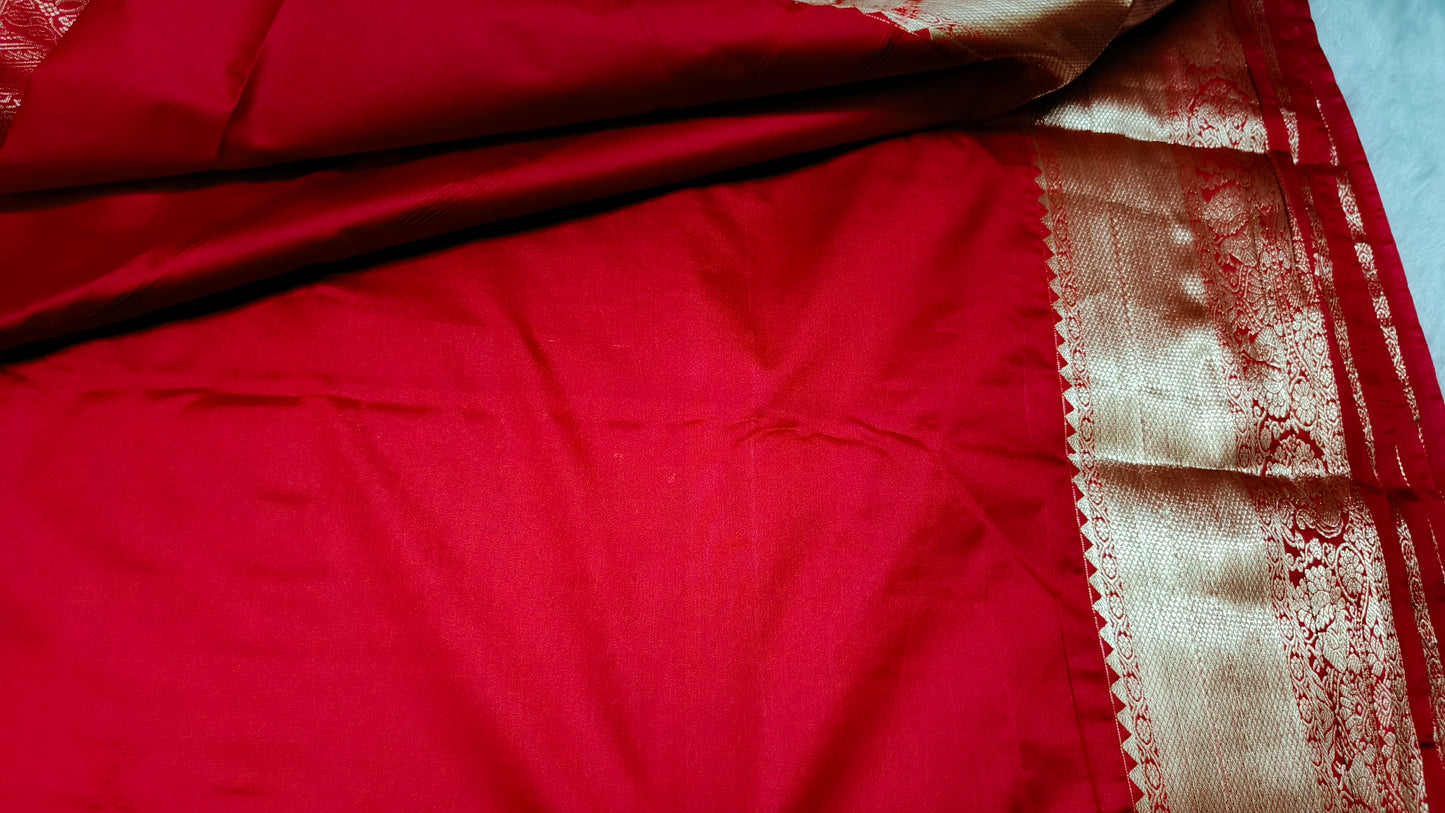 Chilli Red Ashwa gaja vegan bridal kanchi silk saree LA25952
