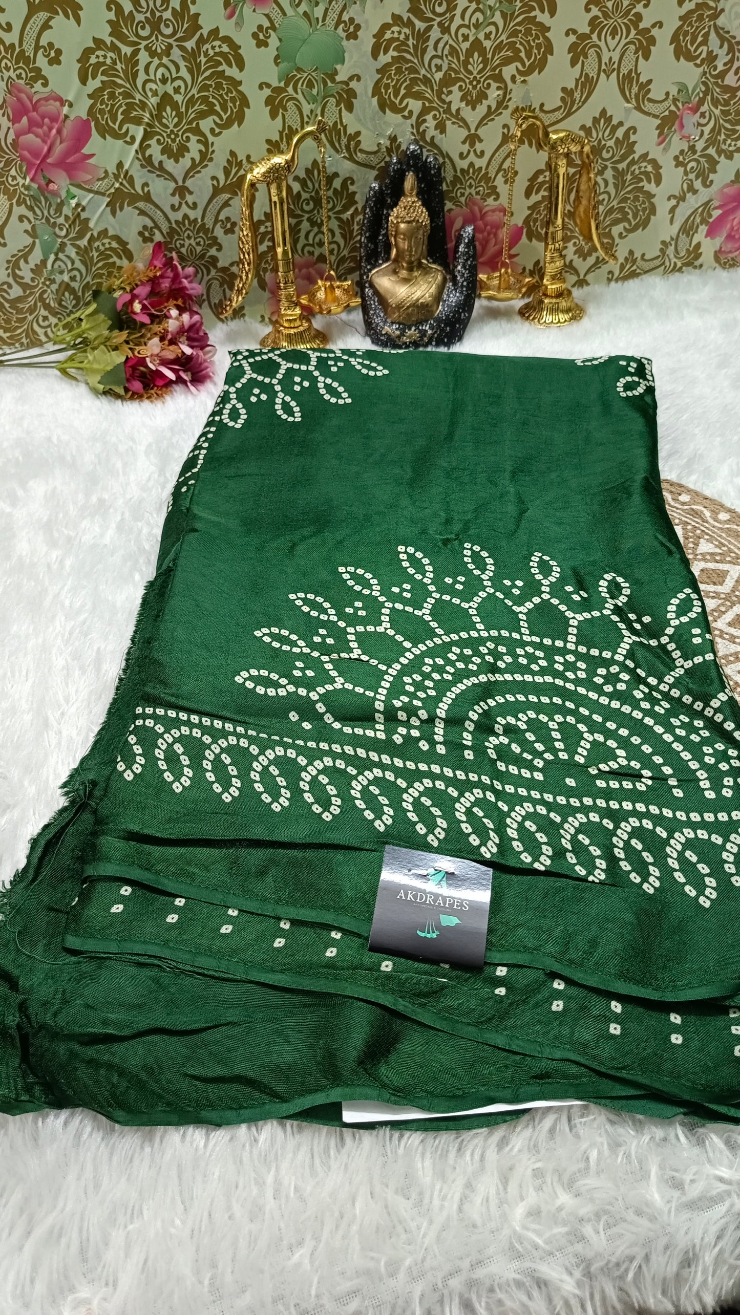 Green Mystic Mashru vegan silk saree SA25859