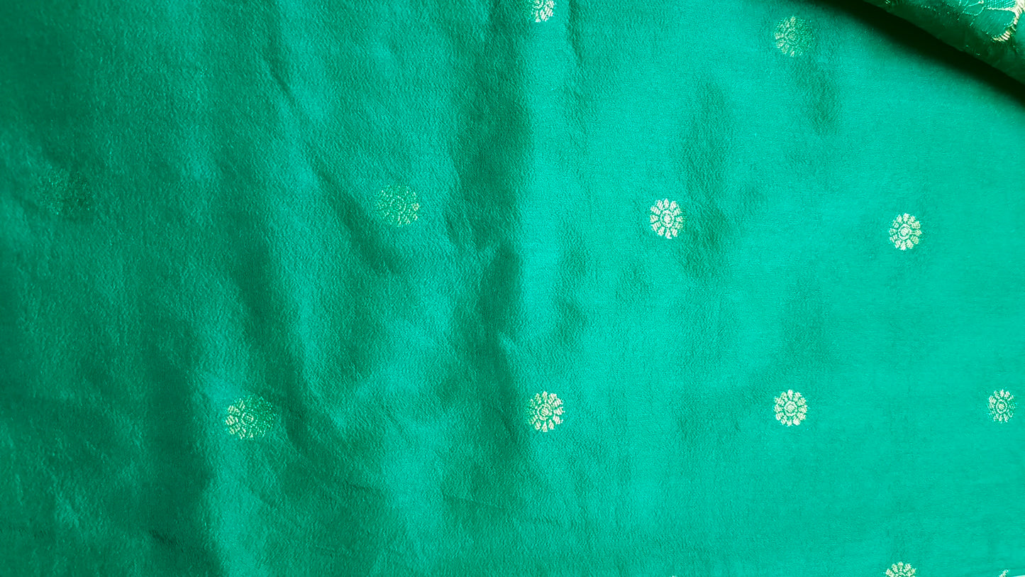 Sapphire Green Sudar Chakkram vegan kaddi georgette saree MA25098