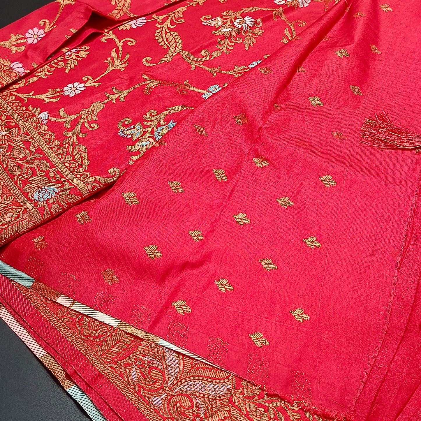 Red Anaamika vegan kaddi georgette saree MA25271