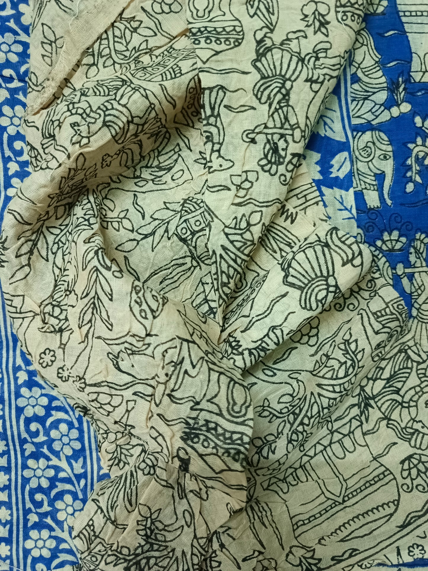 Blue Ganga Mull Cotton kalamkari saree SA25854