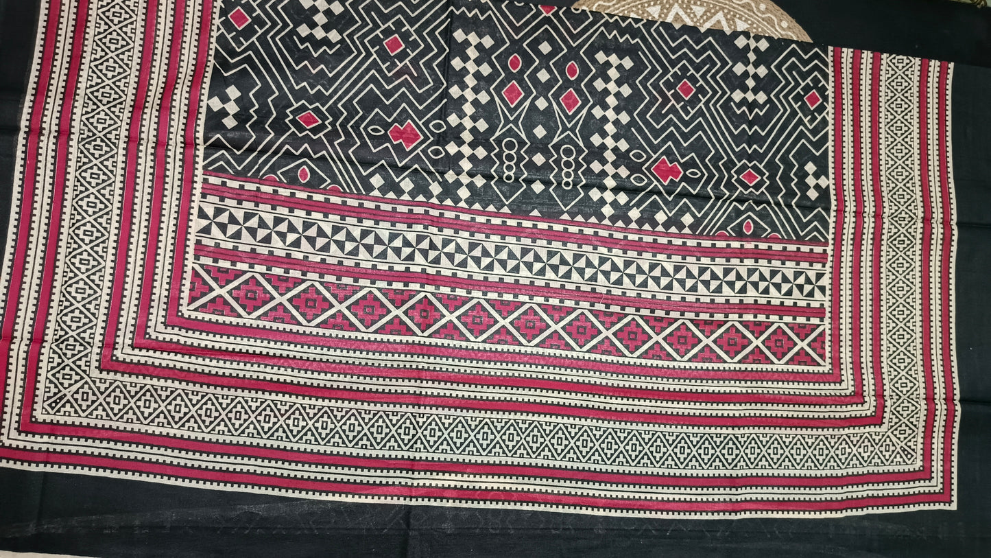 Black Mull Cotton suits black and red neck thread work HA25340