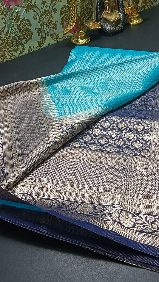 Blue Zari tara vegan banarasi kaddi georgette saree MA25263