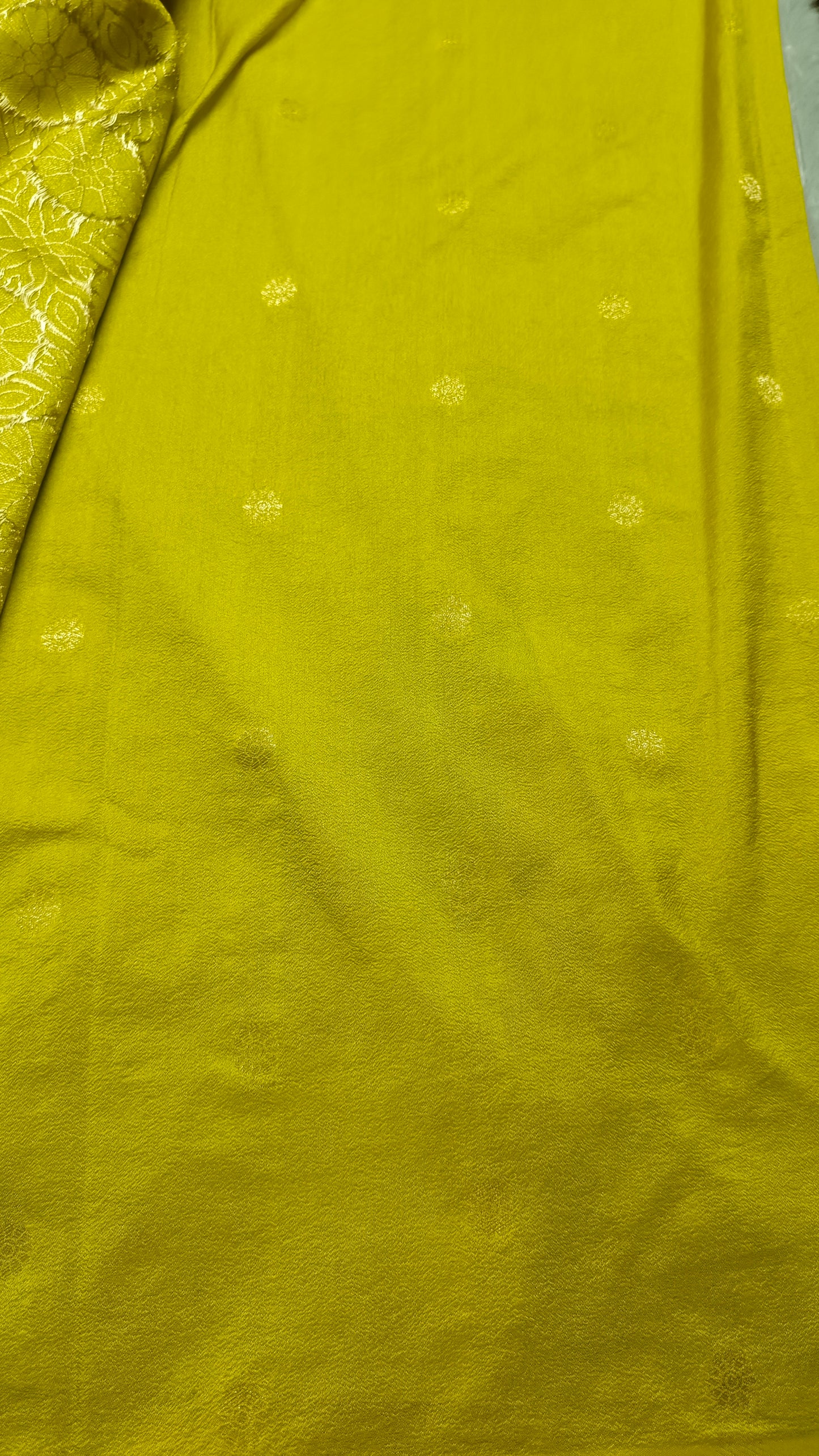 Yellow Sudar Chakkram vegan kaddi georgette saree MA25096
