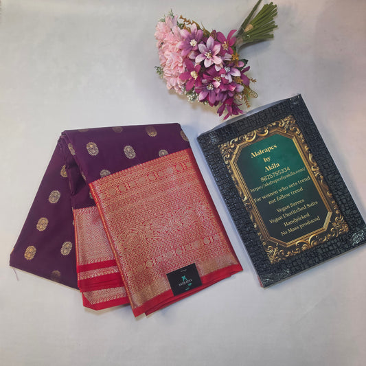 Violet red Parampara vegan kanchi silk saree GA26142
